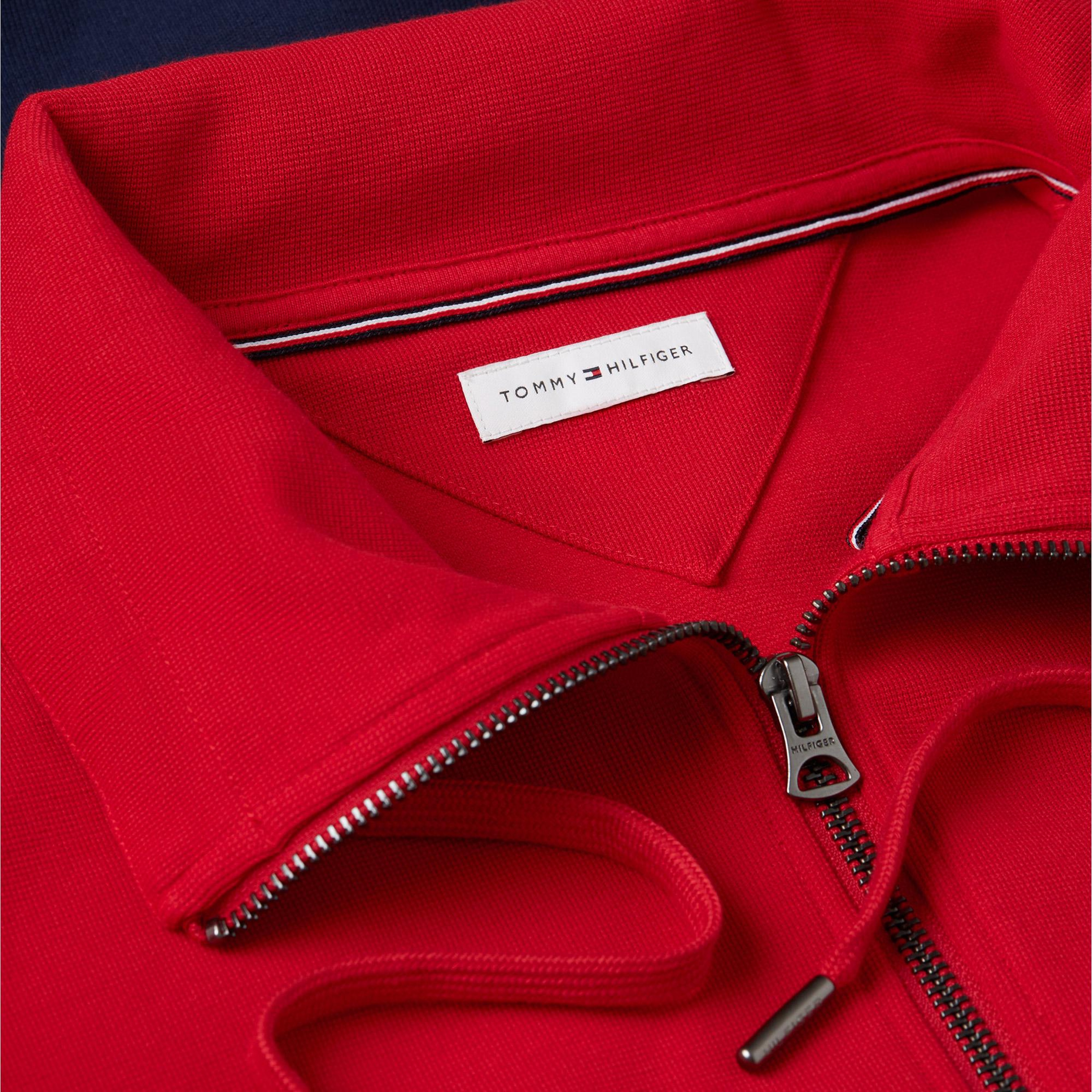 Tommy Hilfiger Nautical Block Stripe 1/4 Zip Erkek Kırmızı Sweatshirt