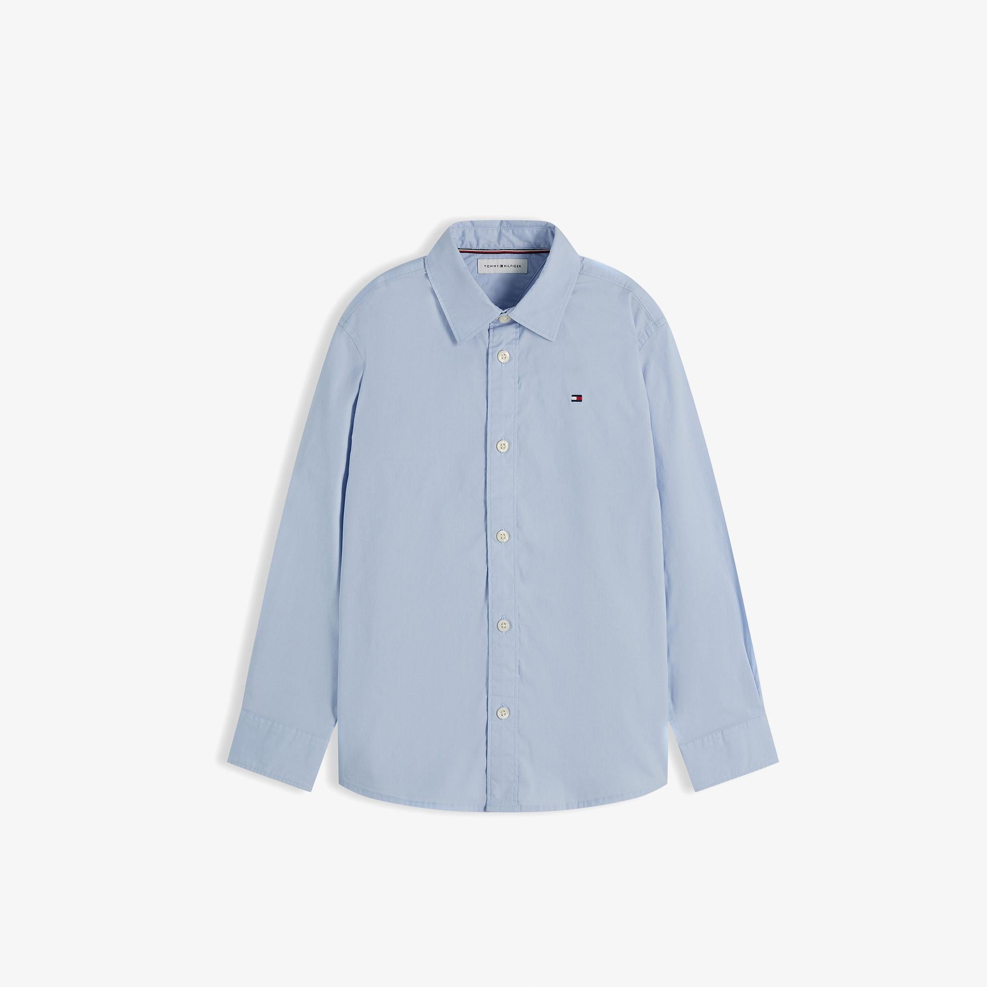 Tommy Hilfiger Poplin Çocuk Mavi Gömlek