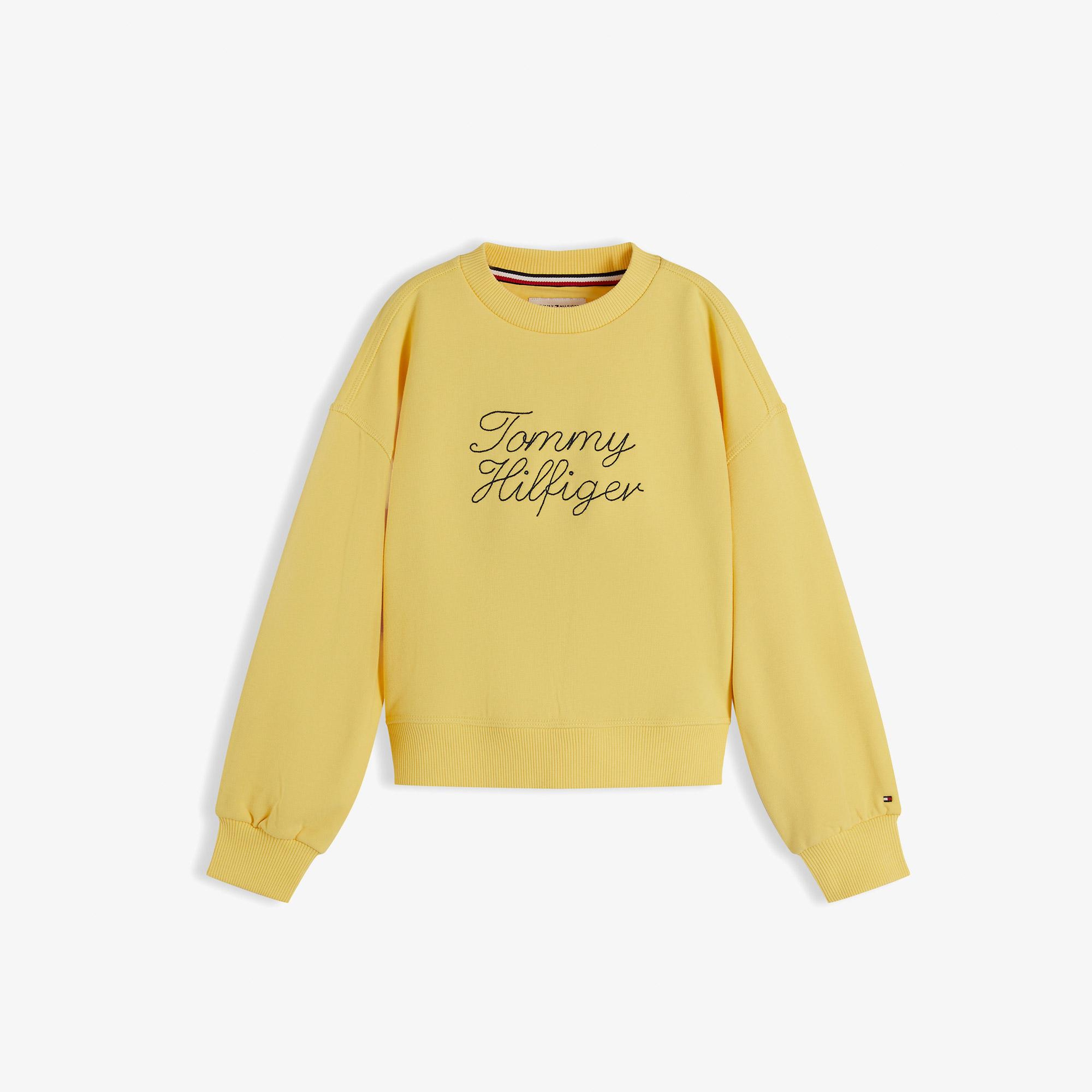 Tommy Hilfiger Crew Neck Çocuk Sarı Sweatshirt