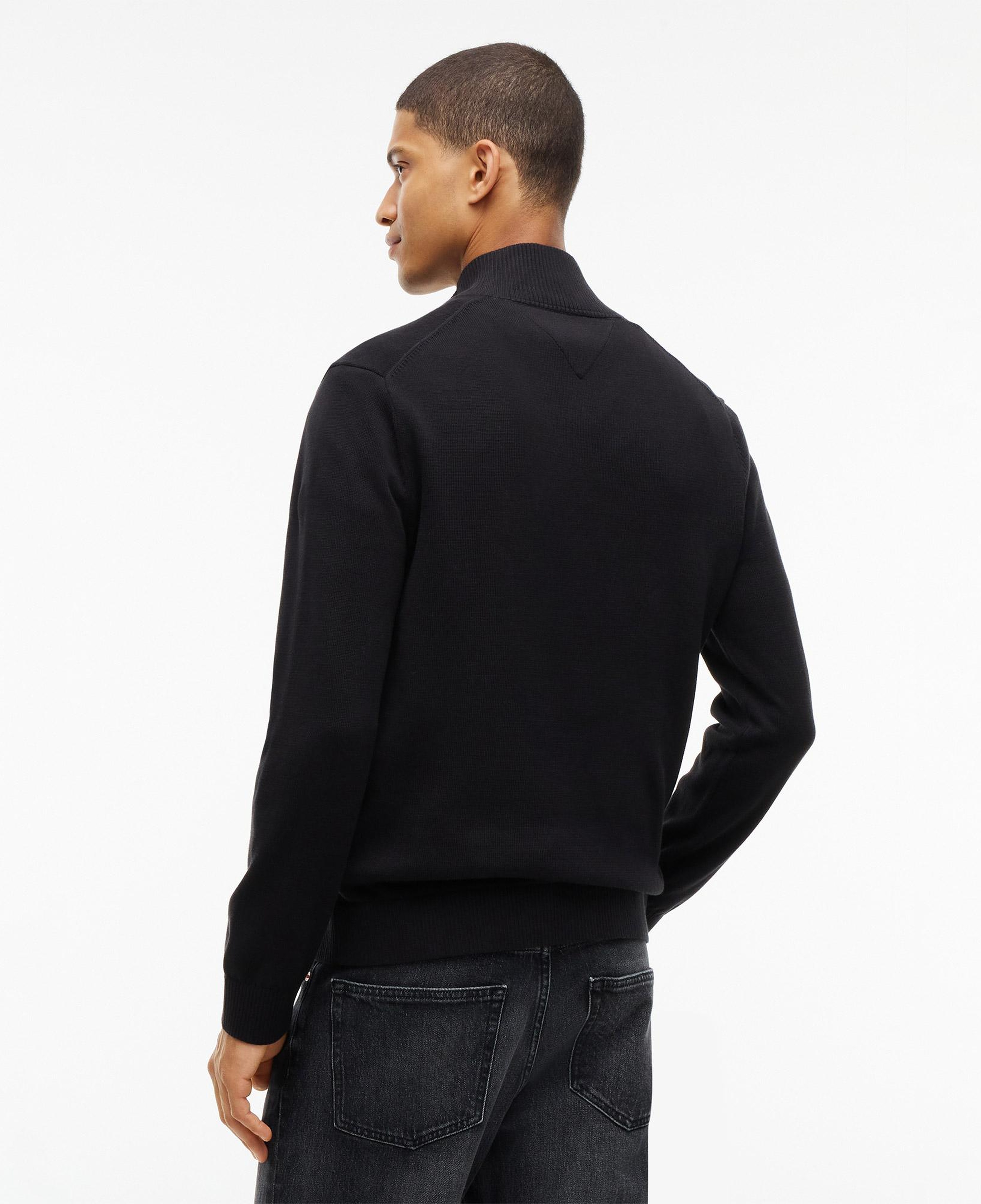 Tommy Hilfiger Essential Light ¼ Zip Erkek Siyah Triko