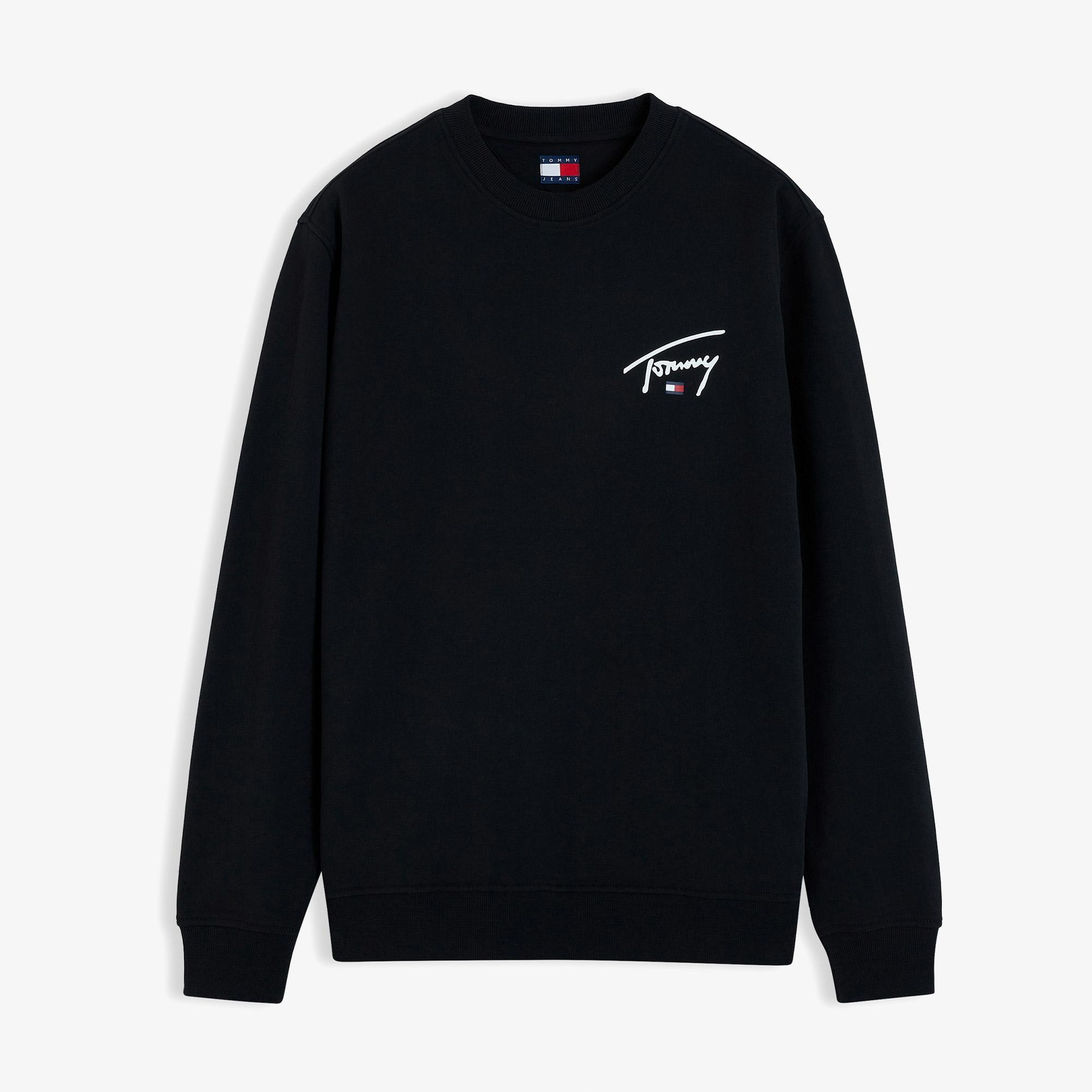 Tommy Hilfiger Entry Signature Erkek Siyah Sweatshirt