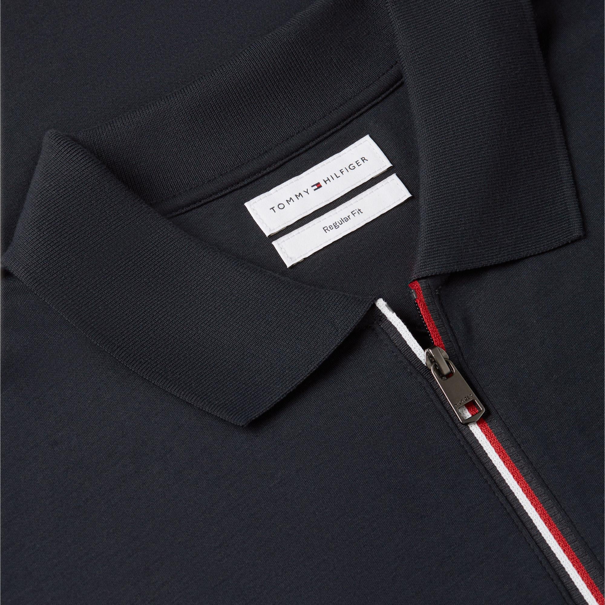 Tommy Hilfiger Liquid Cotton Zip Erkek Mavi Polo