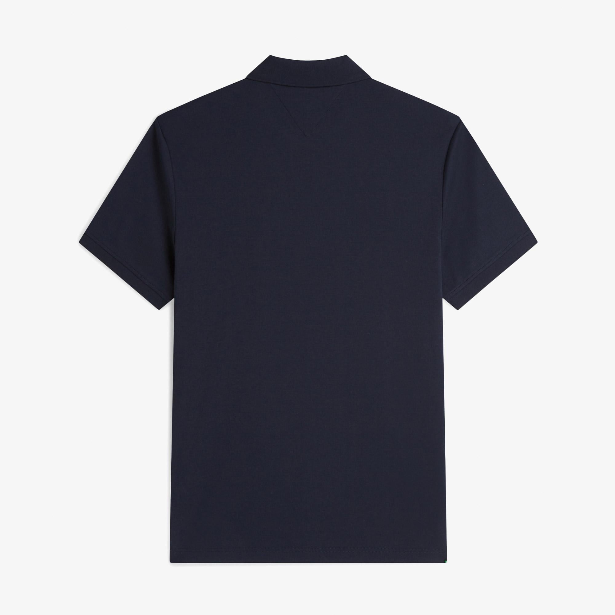Tommy Hilfiger Liquid Cotton Zip Erkek Mavi Polo