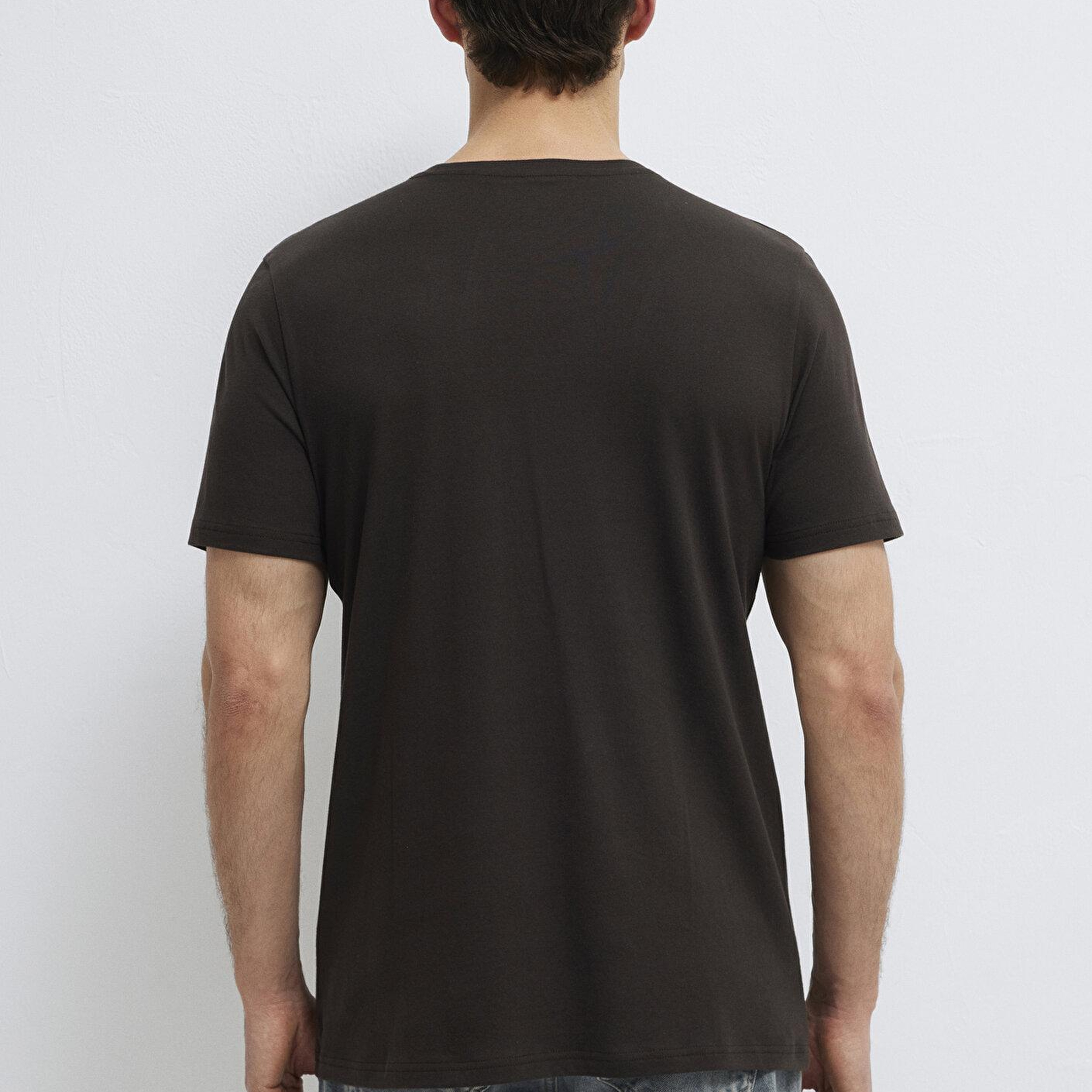 Mavi Kahverengi Basic Tişört Slim Fit / Dar Kesim 065574-70219