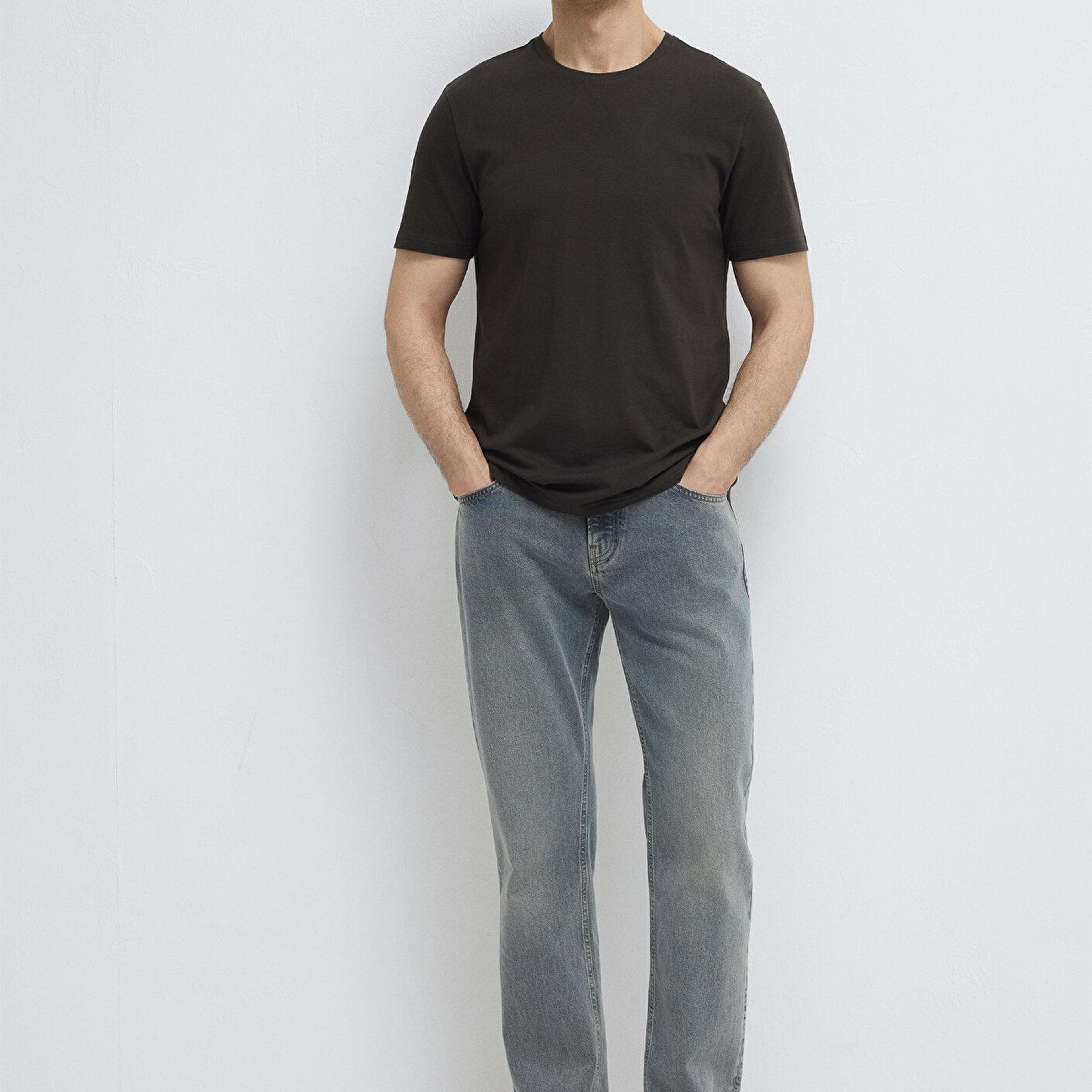 Mavi Kahverengi Basic Tişört Slim Fit / Dar Kesim 065574-70219