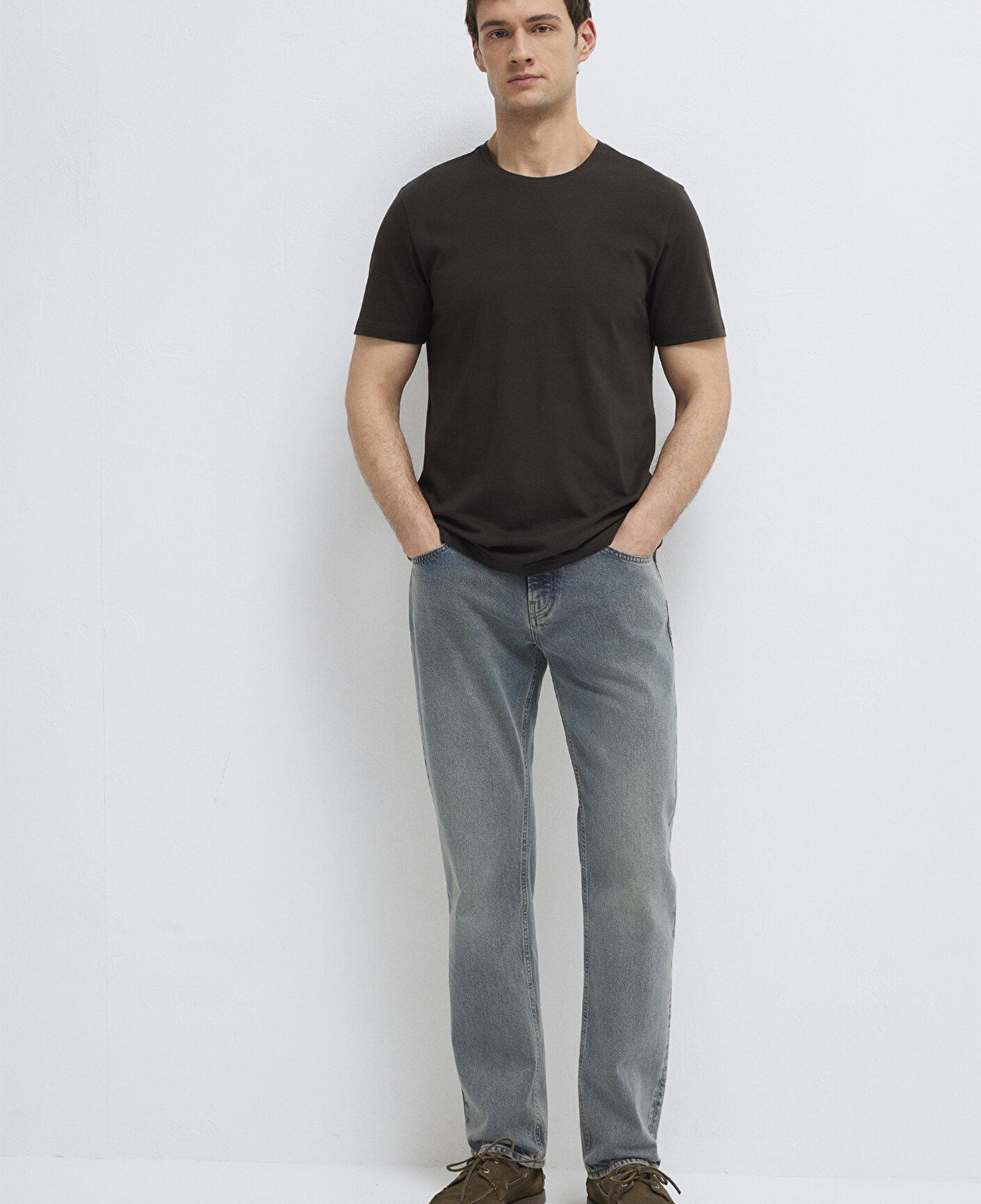Mavi Kahverengi Basic Tişört Slim Fit / Dar Kesim 065574-70219