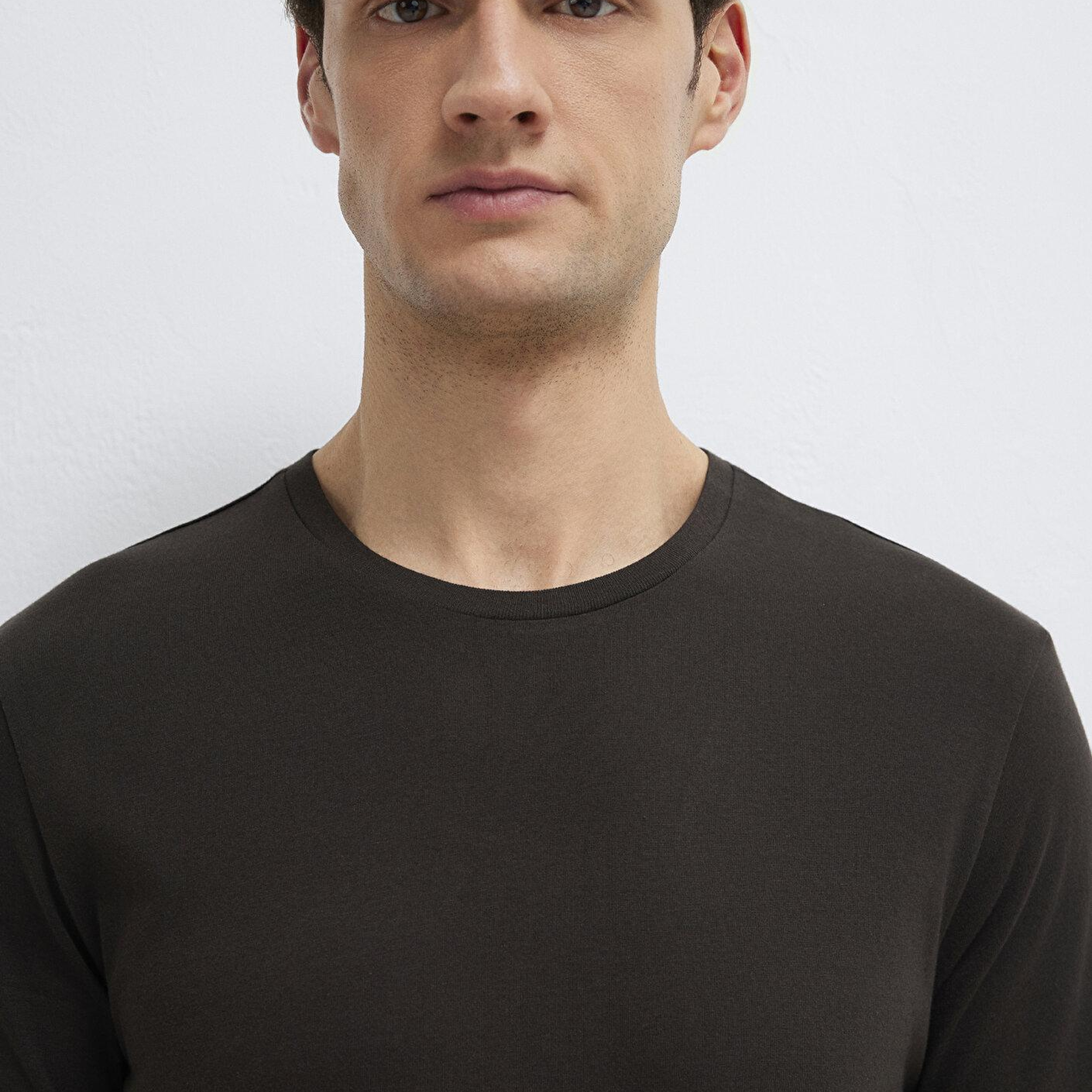 Mavi Kahverengi Basic Tişört Slim Fit / Dar Kesim 065574-70219