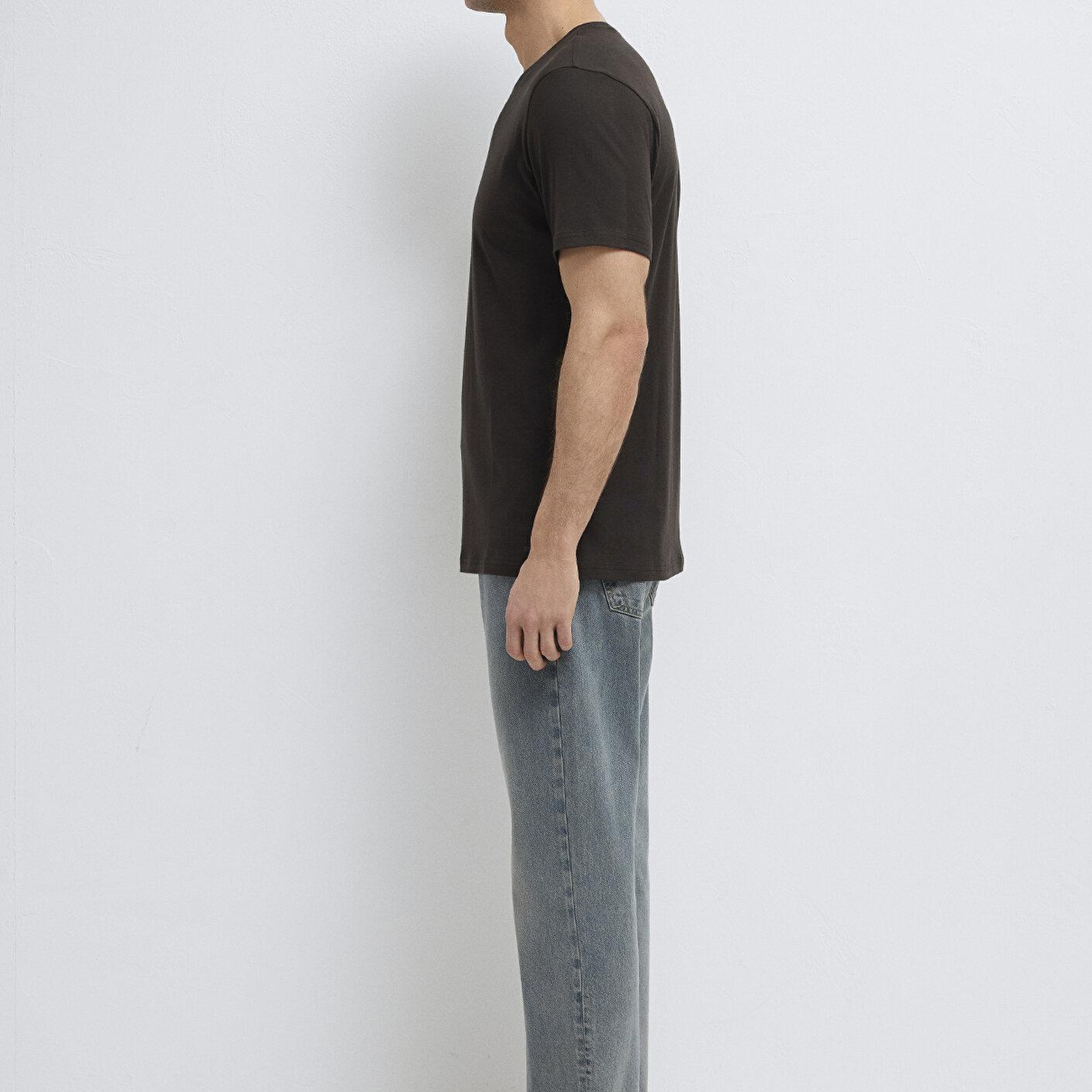Mavi Kahverengi Basic Tişört Slim Fit / Dar Kesim 065574-70219