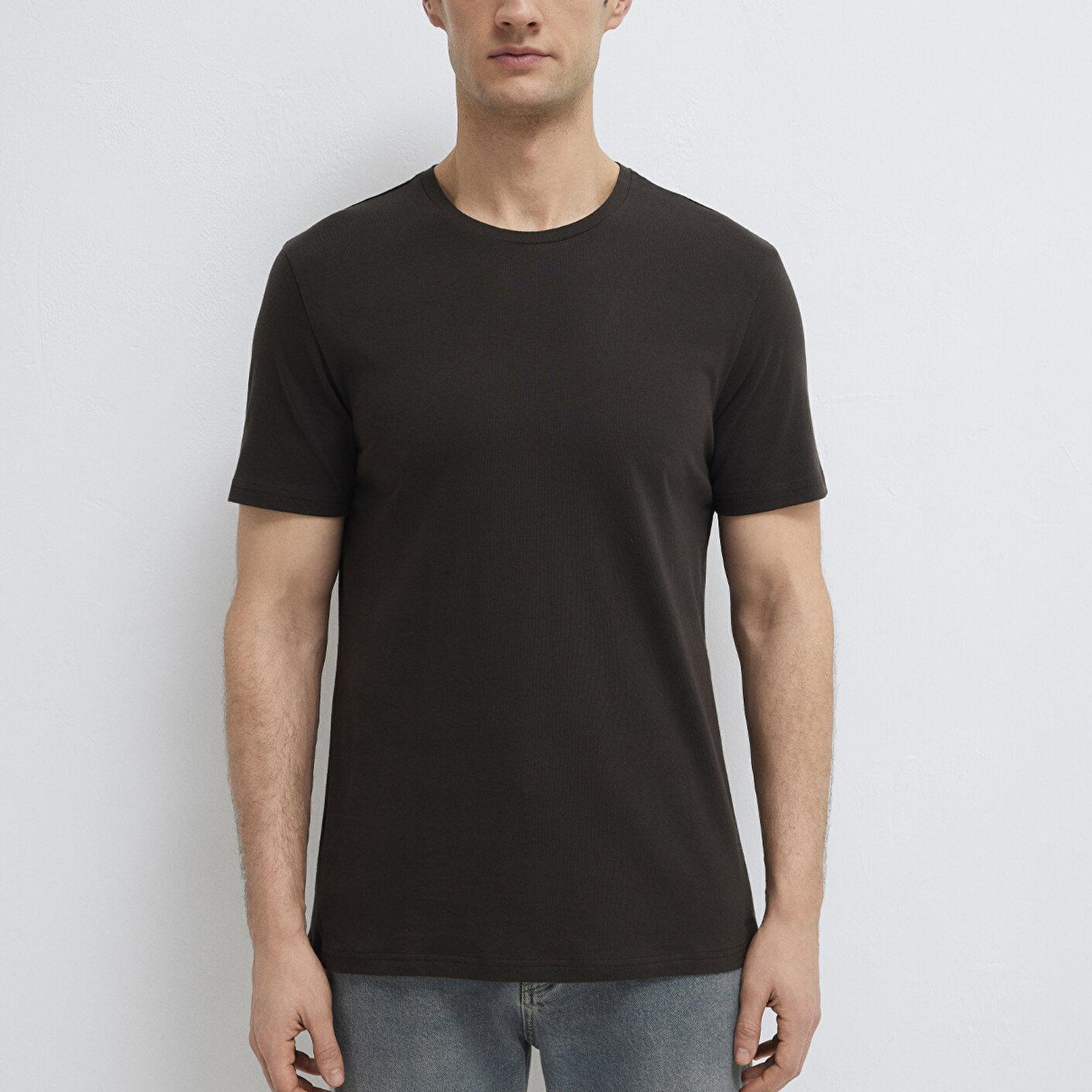 Mavi Kahverengi Basic Tişört Slim Fit / Dar Kesim 065574-70219