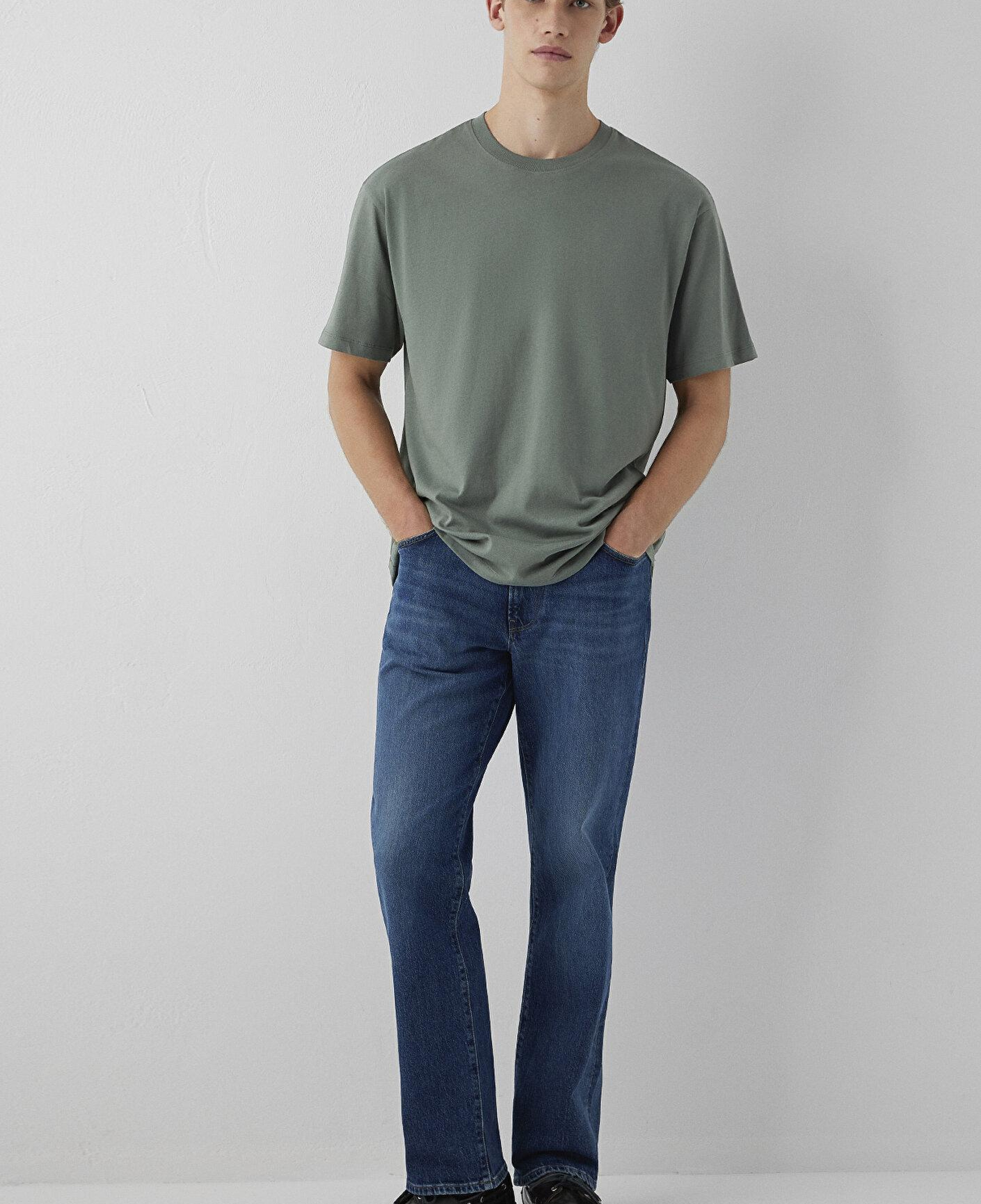 Mavi Haki Basic Tişört Loose Fit / Bol Rahat Kesim 066249-80692