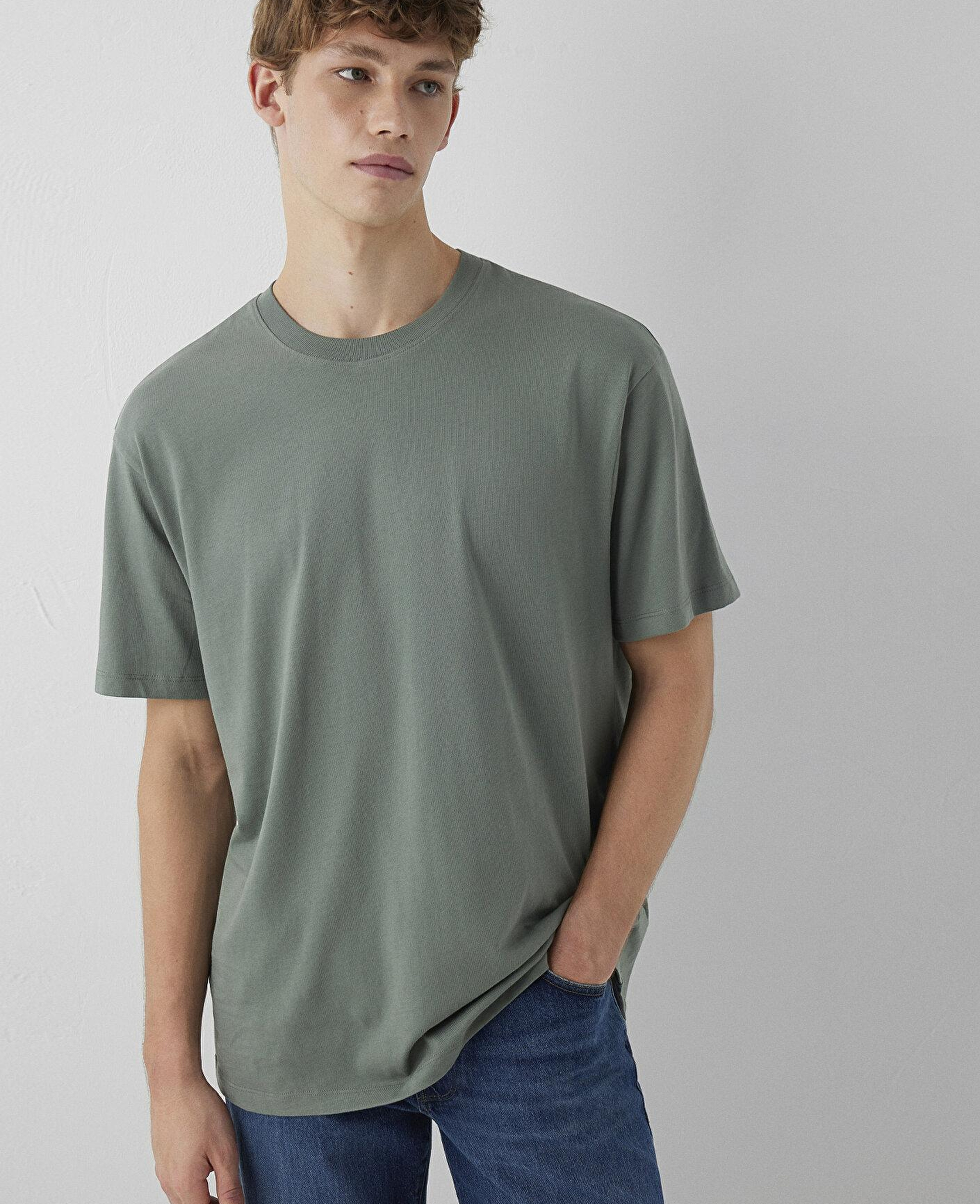 Mavi Haki Basic Tişört Loose Fit / Bol Rahat Kesim 066249-80692