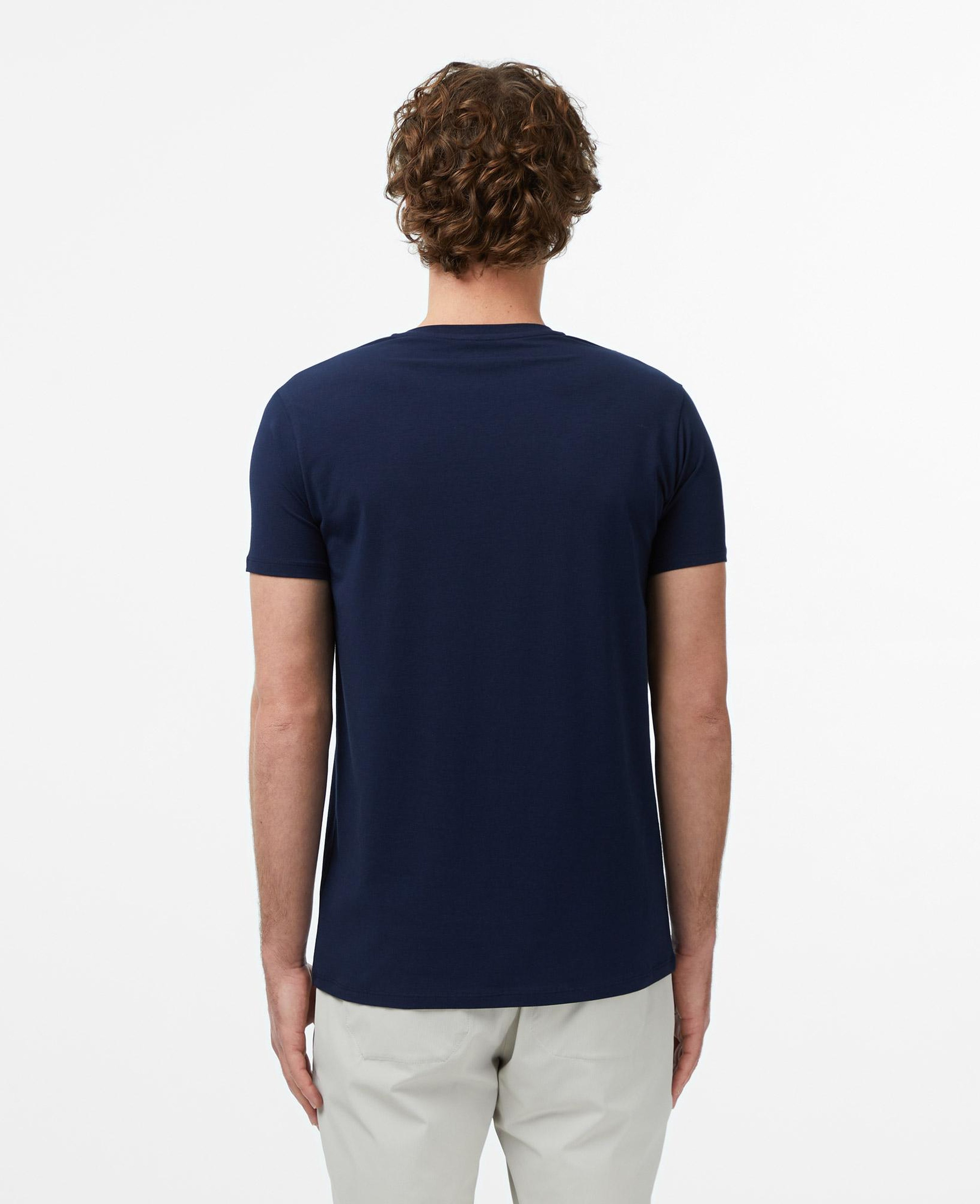 Erkek Slim Fit V Yaka Lacivert T-Shirt