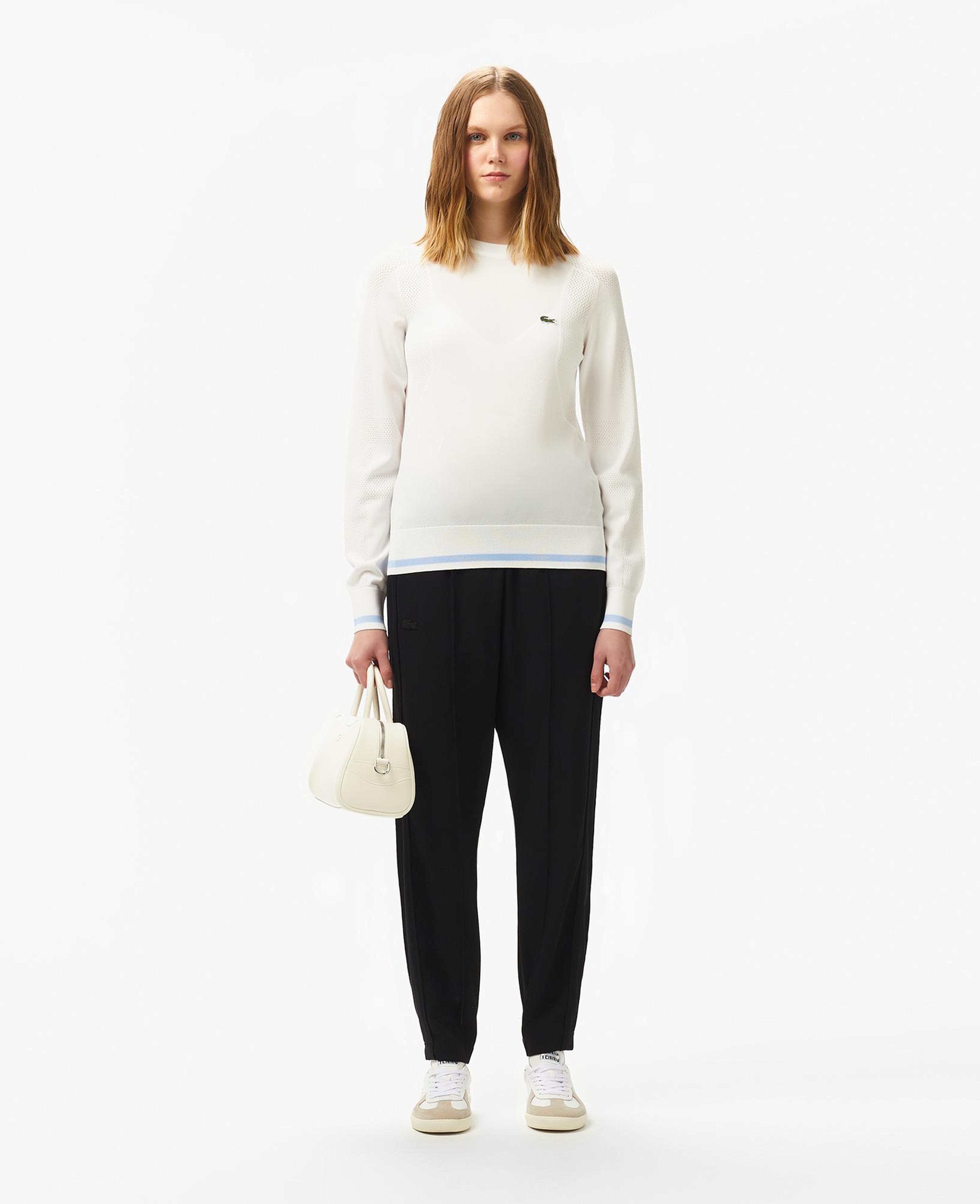 Lacoste Kadın Regular Fit Bisiklet Yaka Beyaz Triko