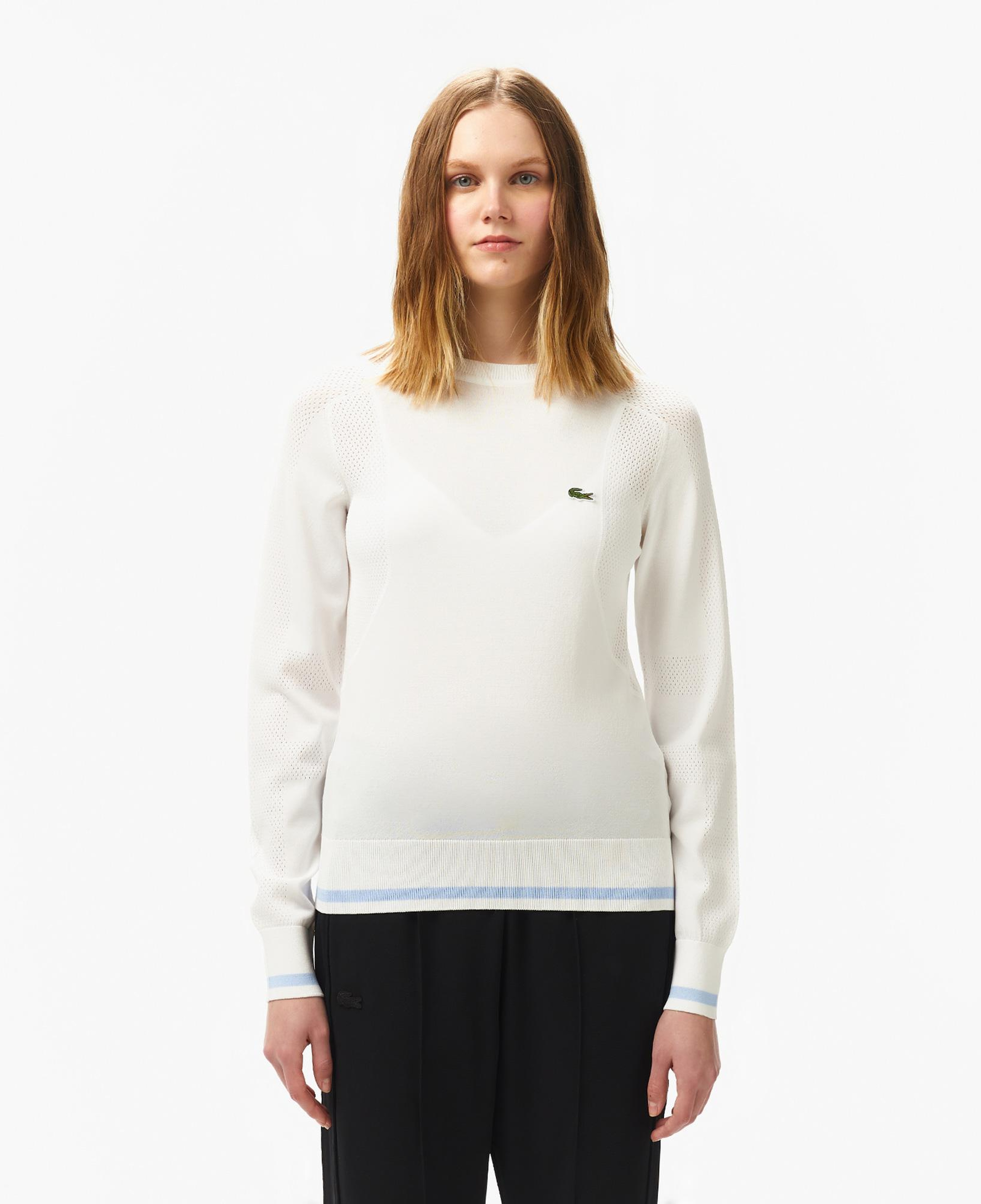 Lacoste Kadın Regular Fit Bisiklet Yaka Beyaz Triko