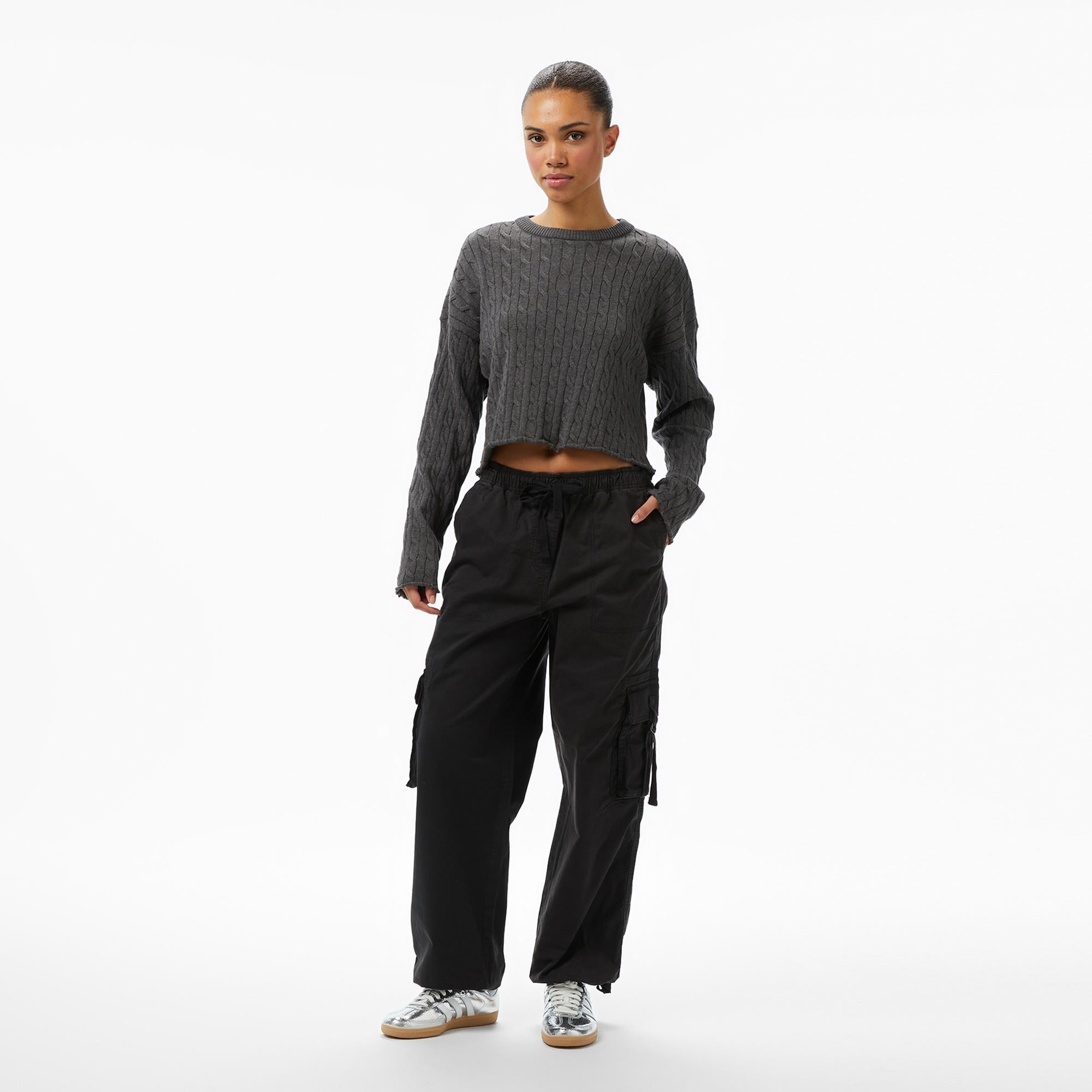 Tommy Hilfiger Loose Cargo Kadın Siyah Pantolon