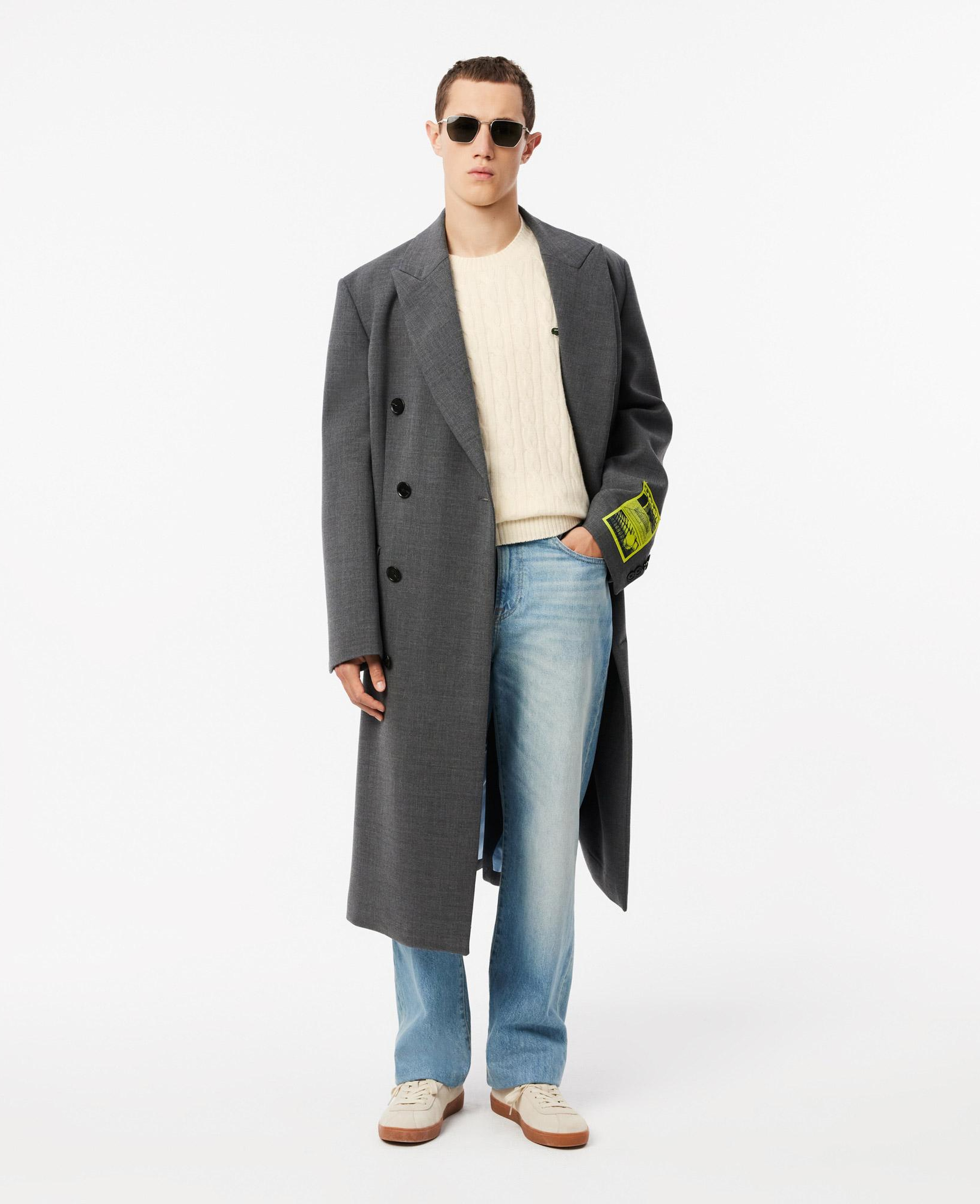 Erkek Classic Fit Bisiklet Yaka Desenli Krem Kazak