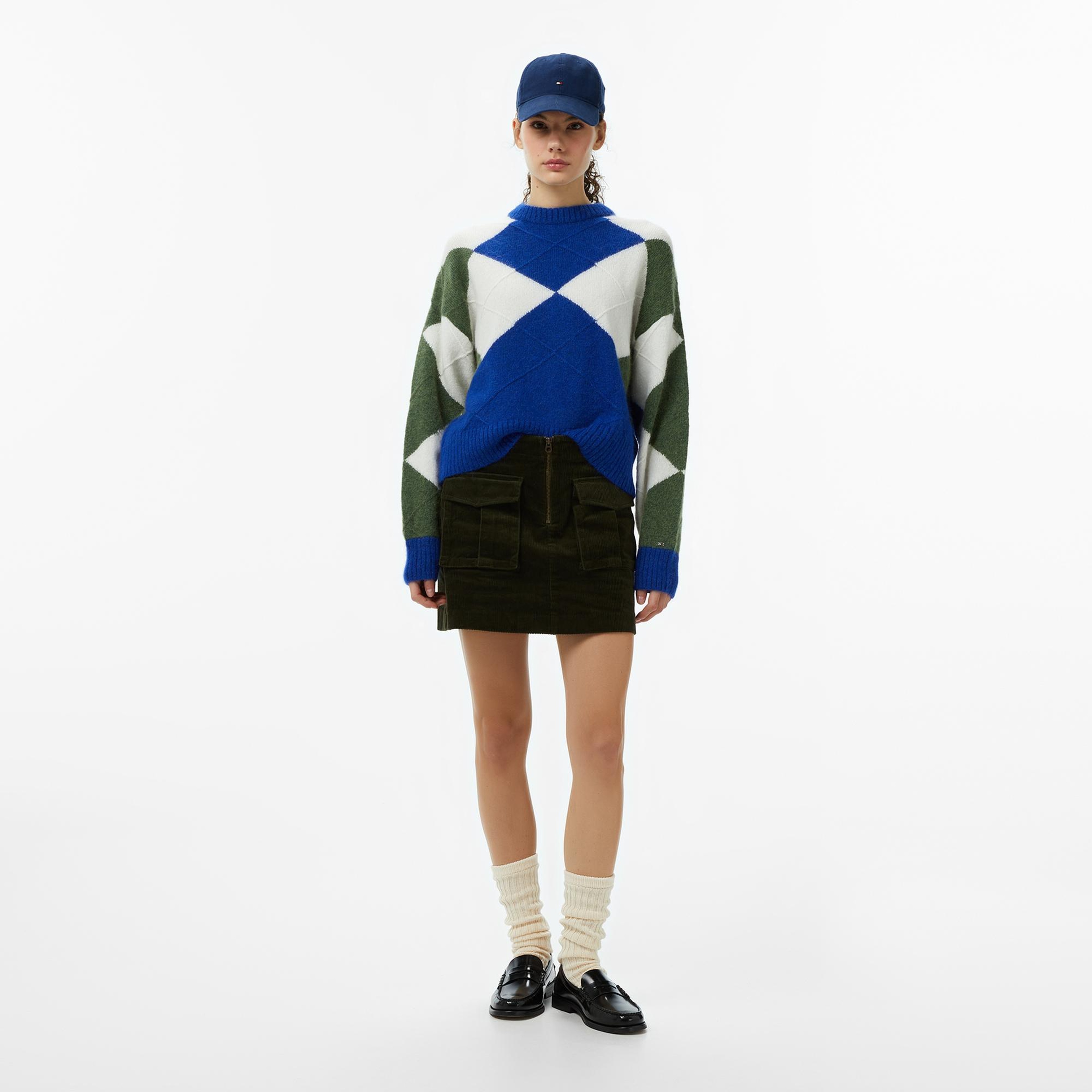 Tommy Hilfiger Corduroy Mini Kadın Yeşil Etek