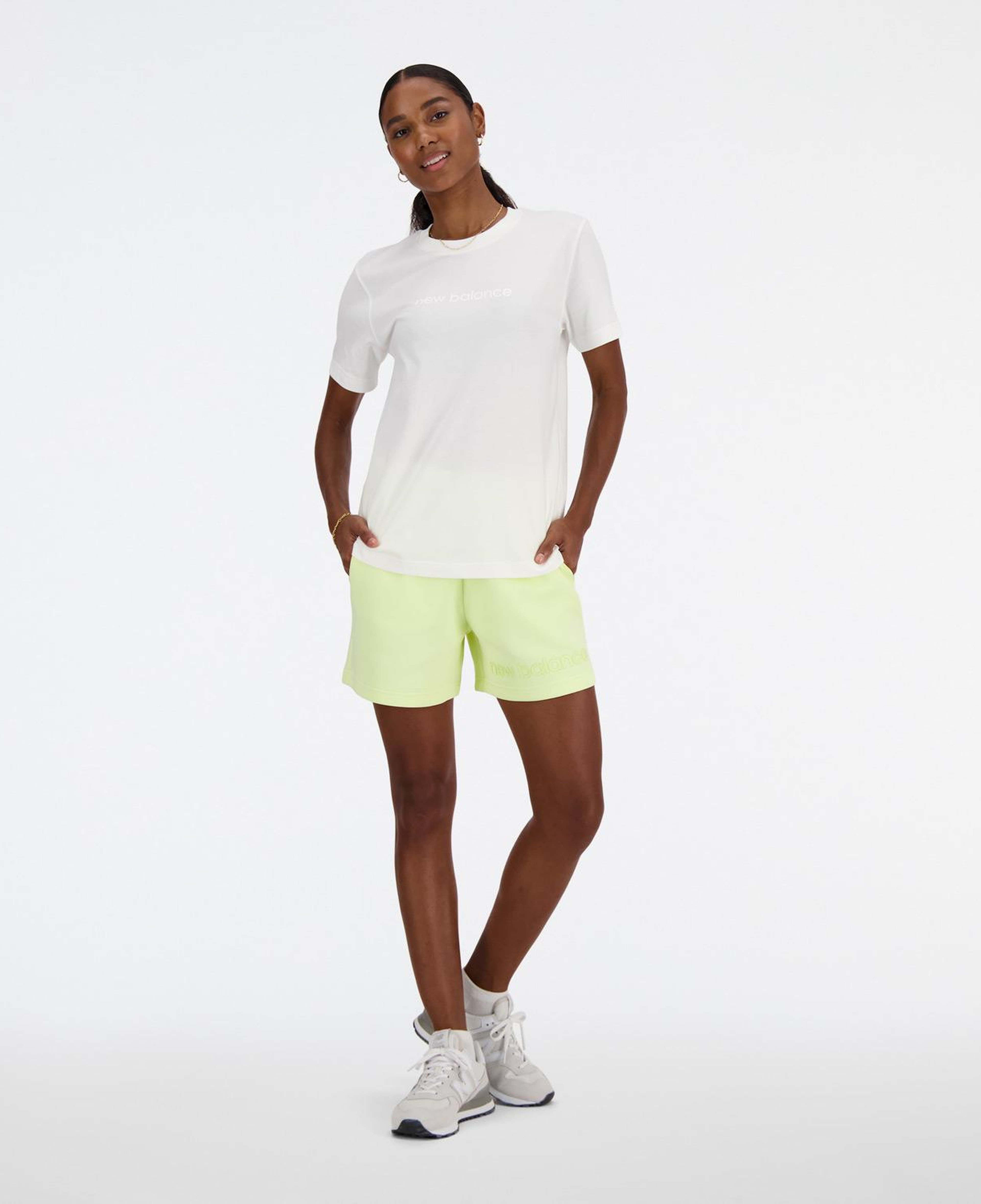 New Balance Hyperembossed Kadın Sarı Antrenman Şort