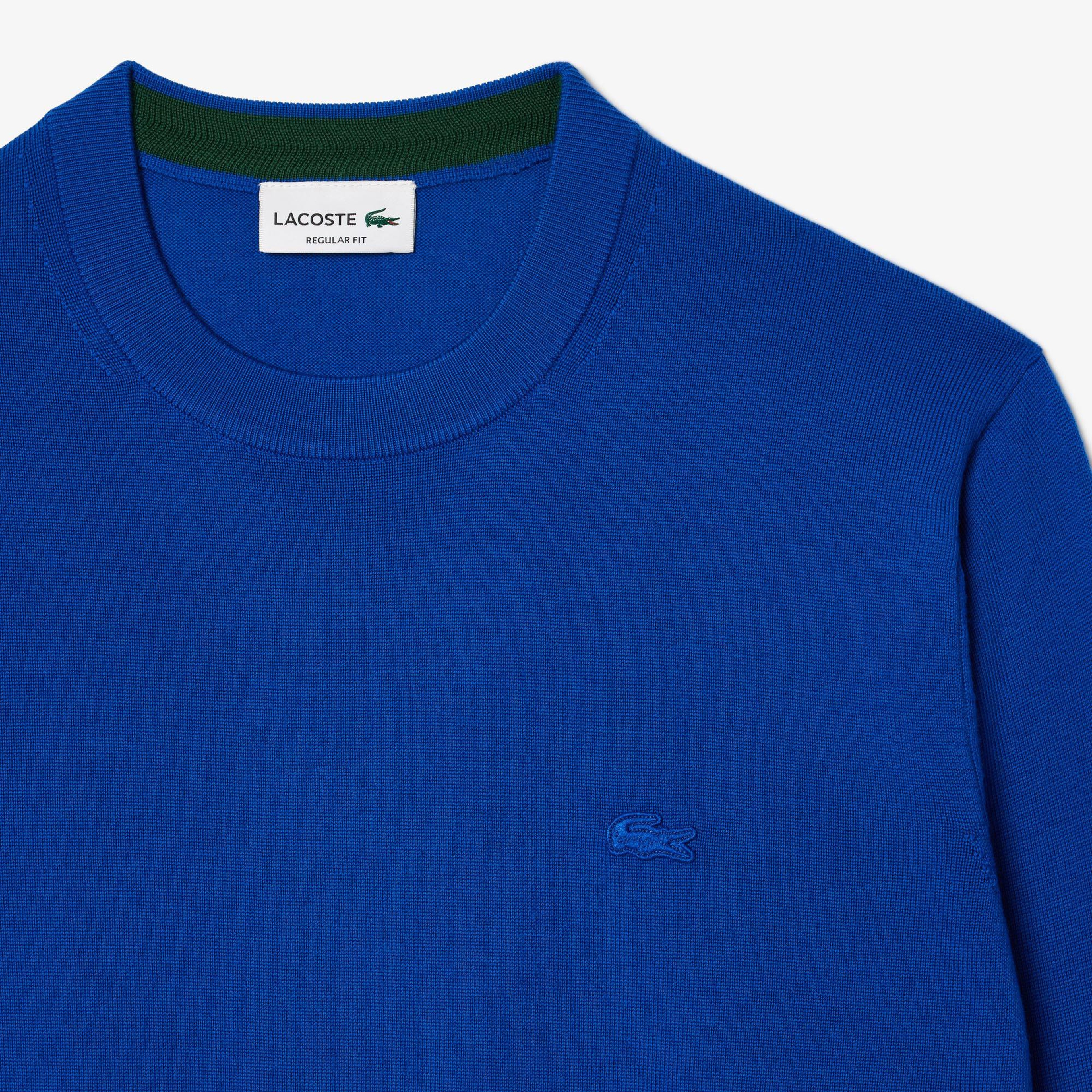 Lacoste Erkek Regular Fit Bisiklet Yaka Yün Mavi Triko