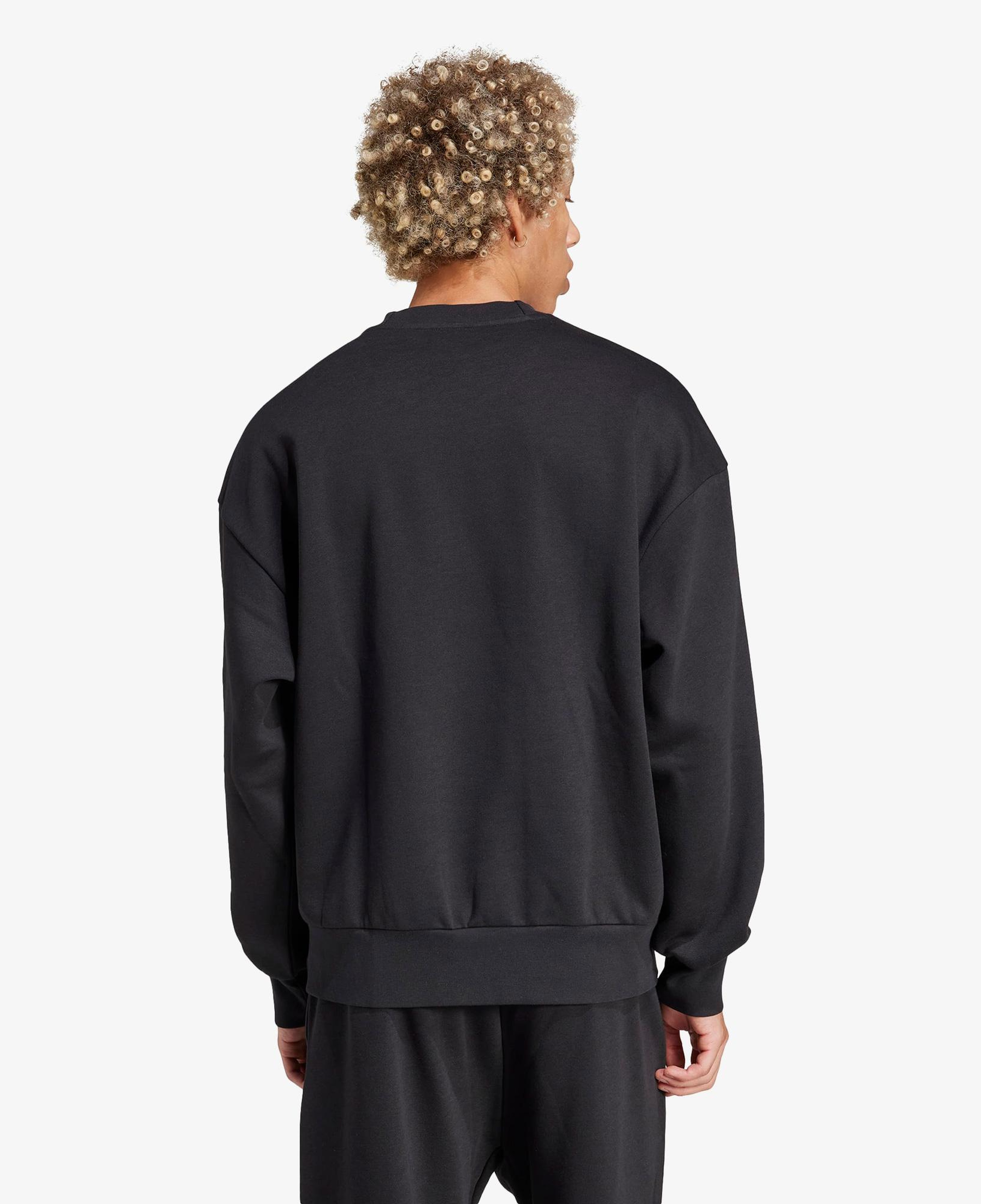 adidas Essentials Loose Fit 3 Bar Logo Erkek Siyah Sweatshirt