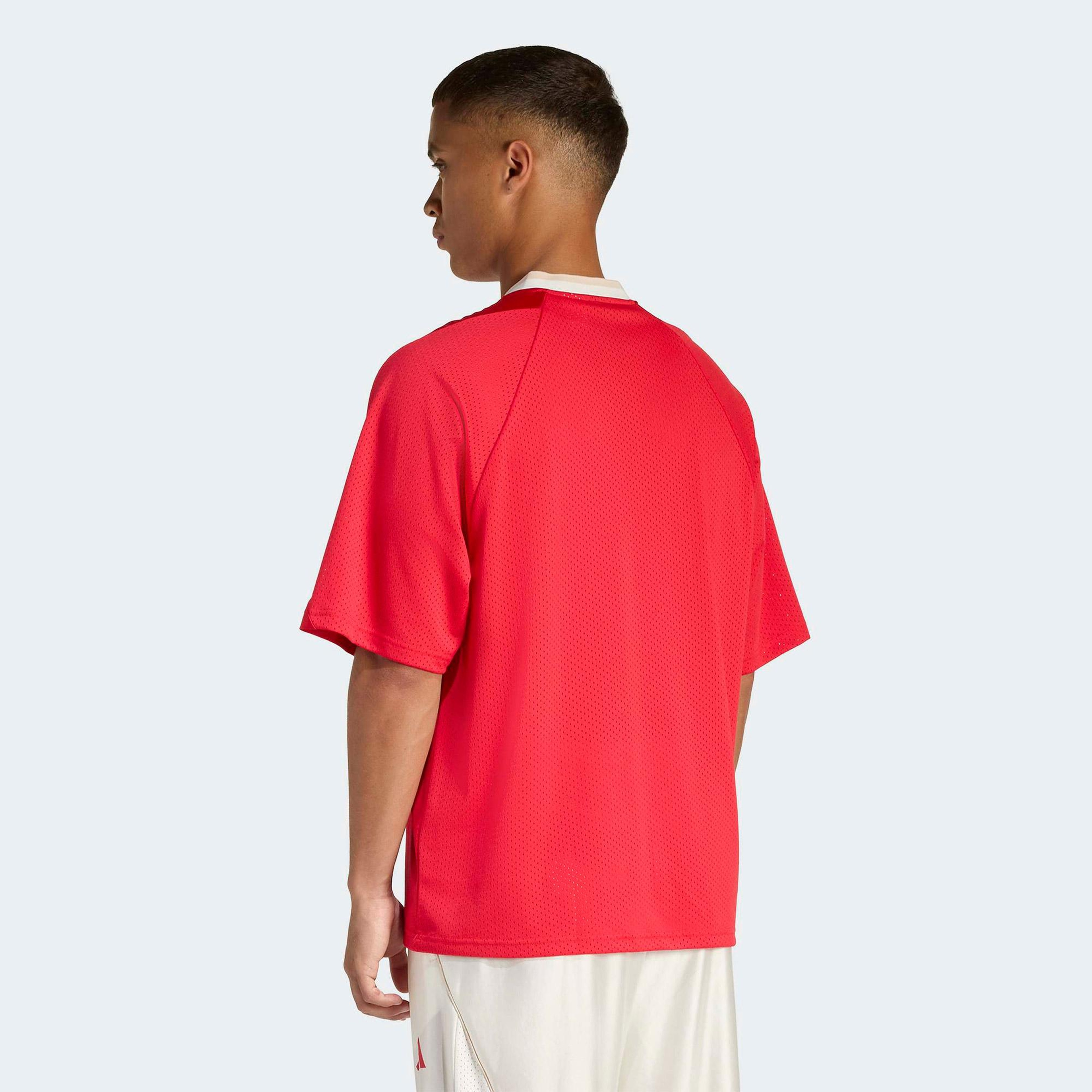 adidas Stadium Grafik Baskılı File Erkek Kırmızı Antrenman T-Shirt