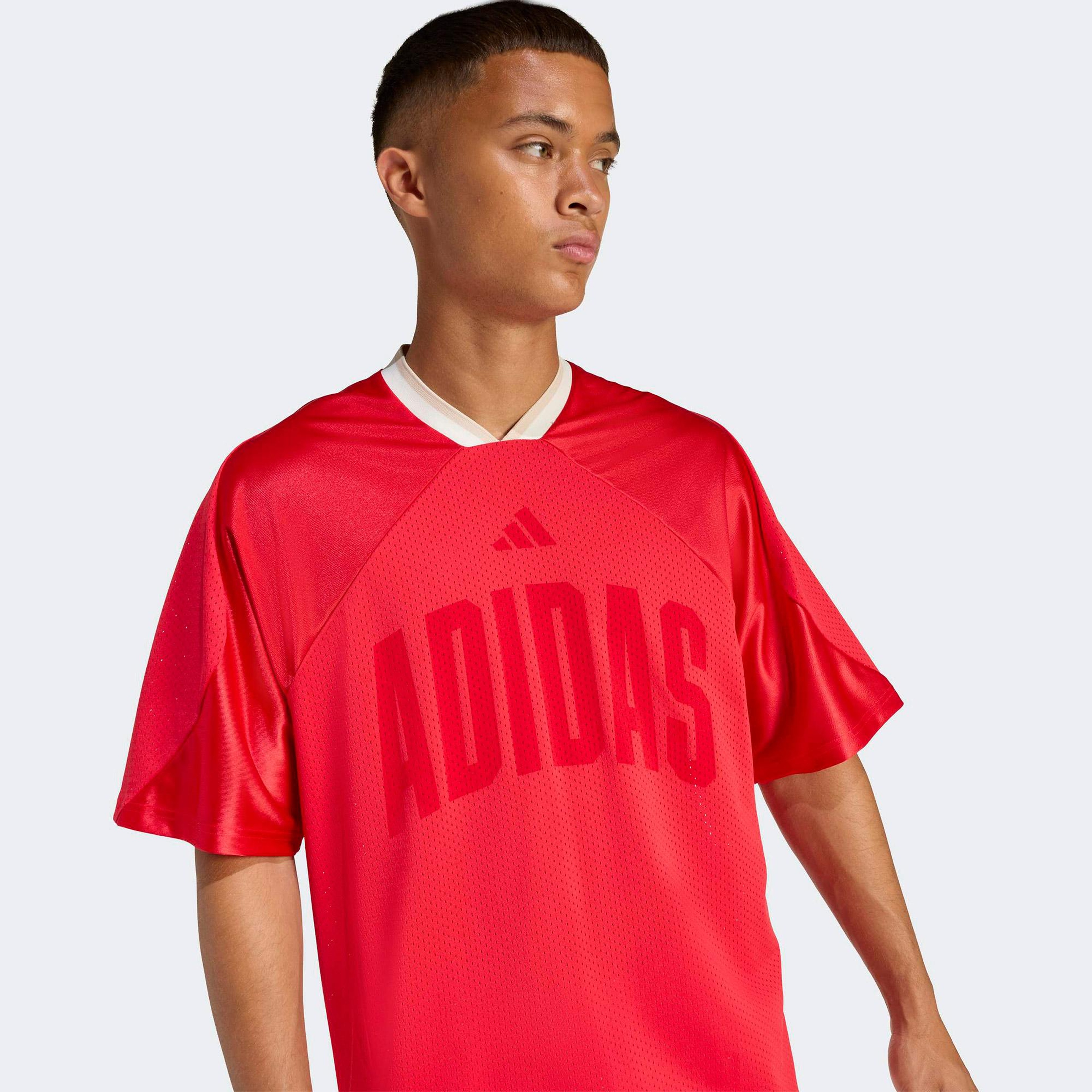 adidas Stadium Grafik Baskılı File Erkek Kırmızı Antrenman T-Shirt