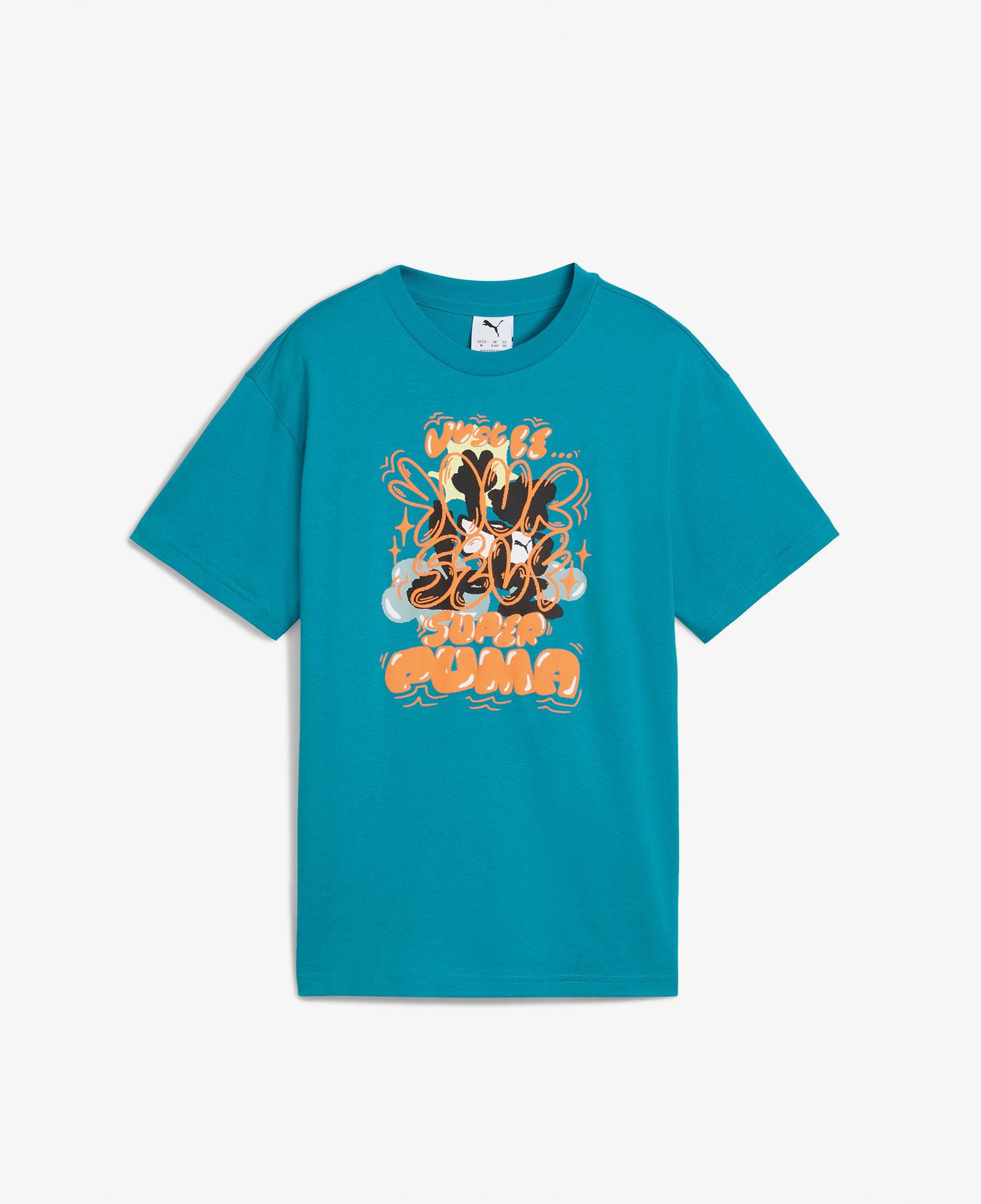 Puma Graphic Super Çocuk Mavi T-Shirt