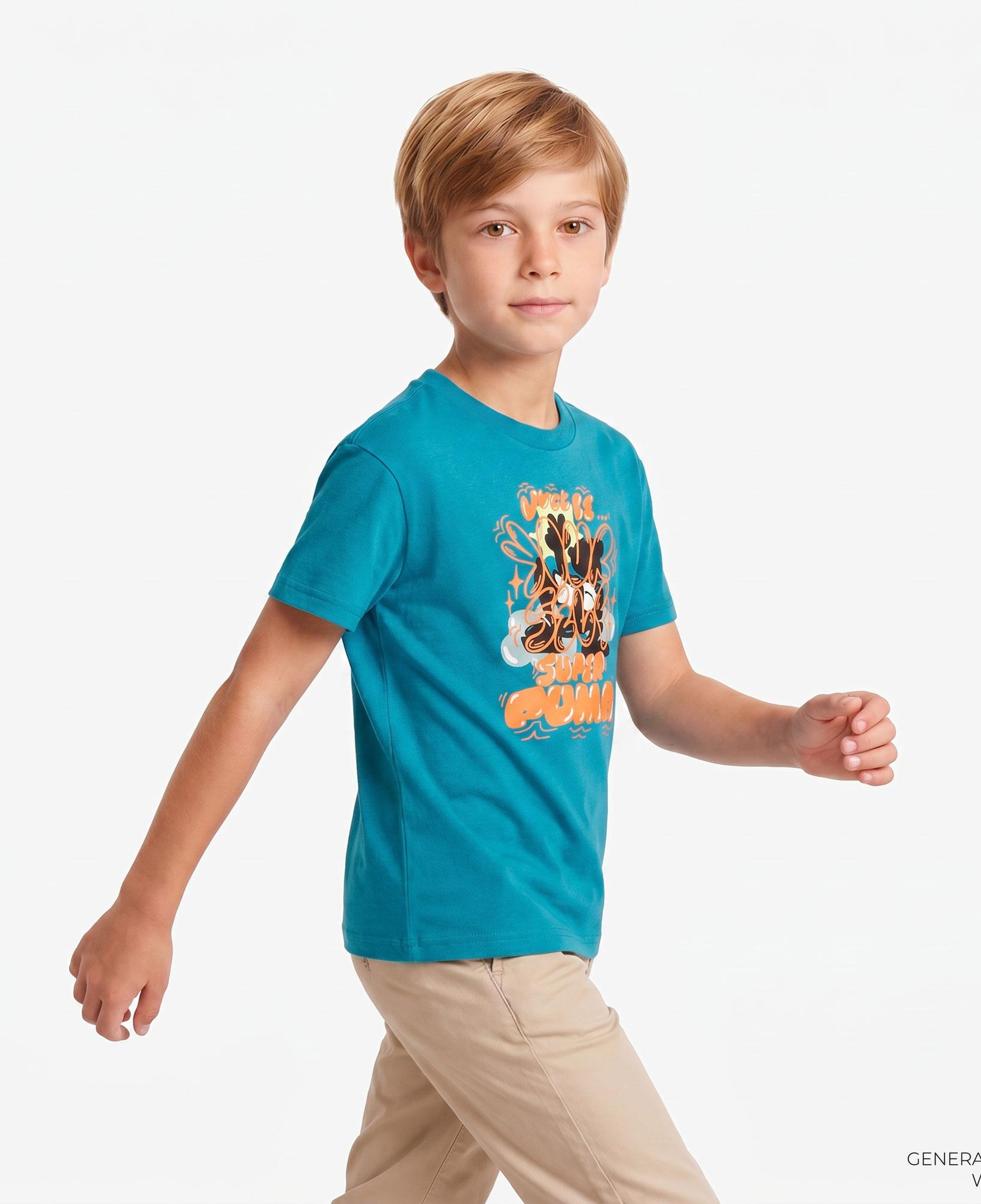 Puma Graphic Super Çocuk Mavi T-Shirt