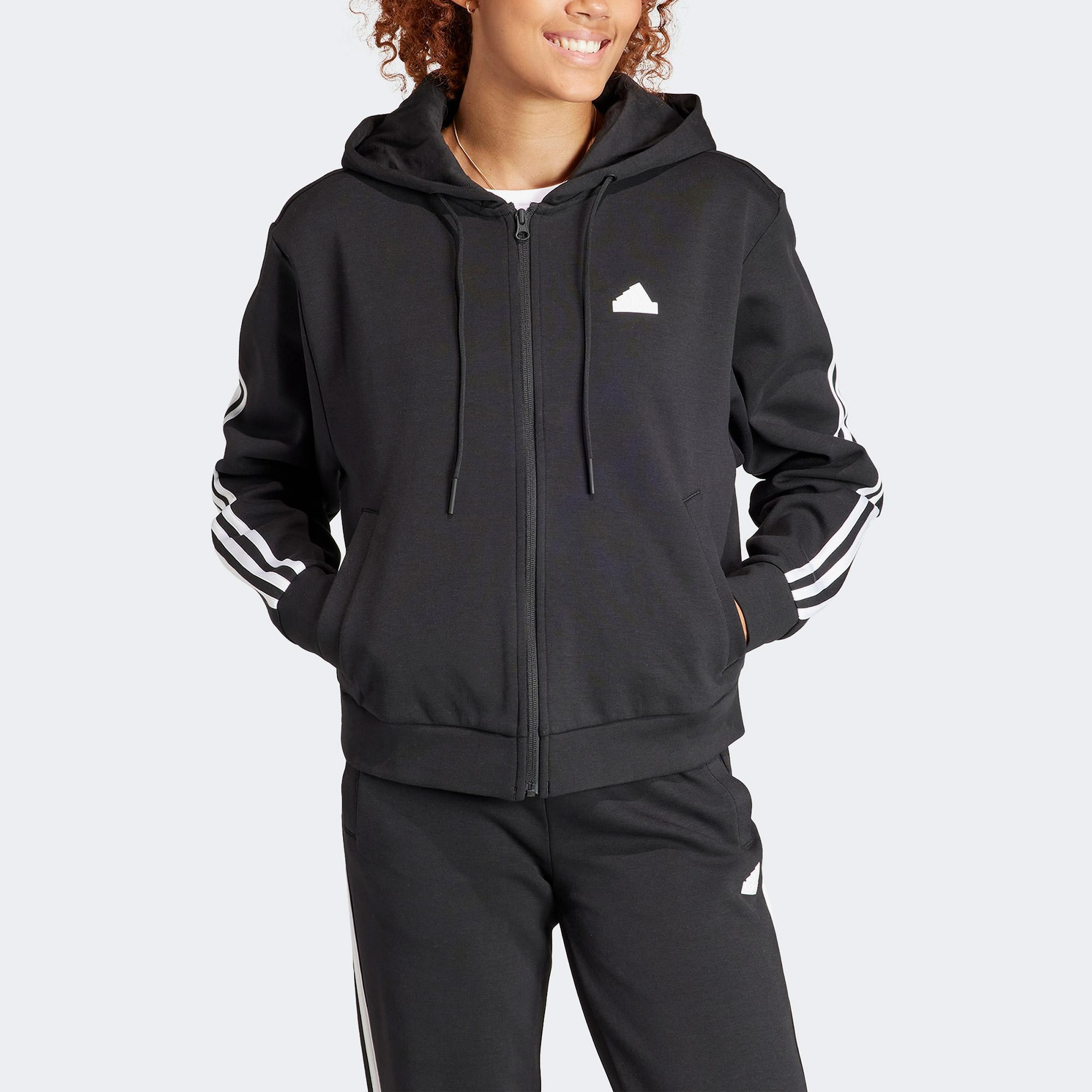adidas Future Icon 3 Stripes Kadın Siyah Günlük Eşofman Üstü