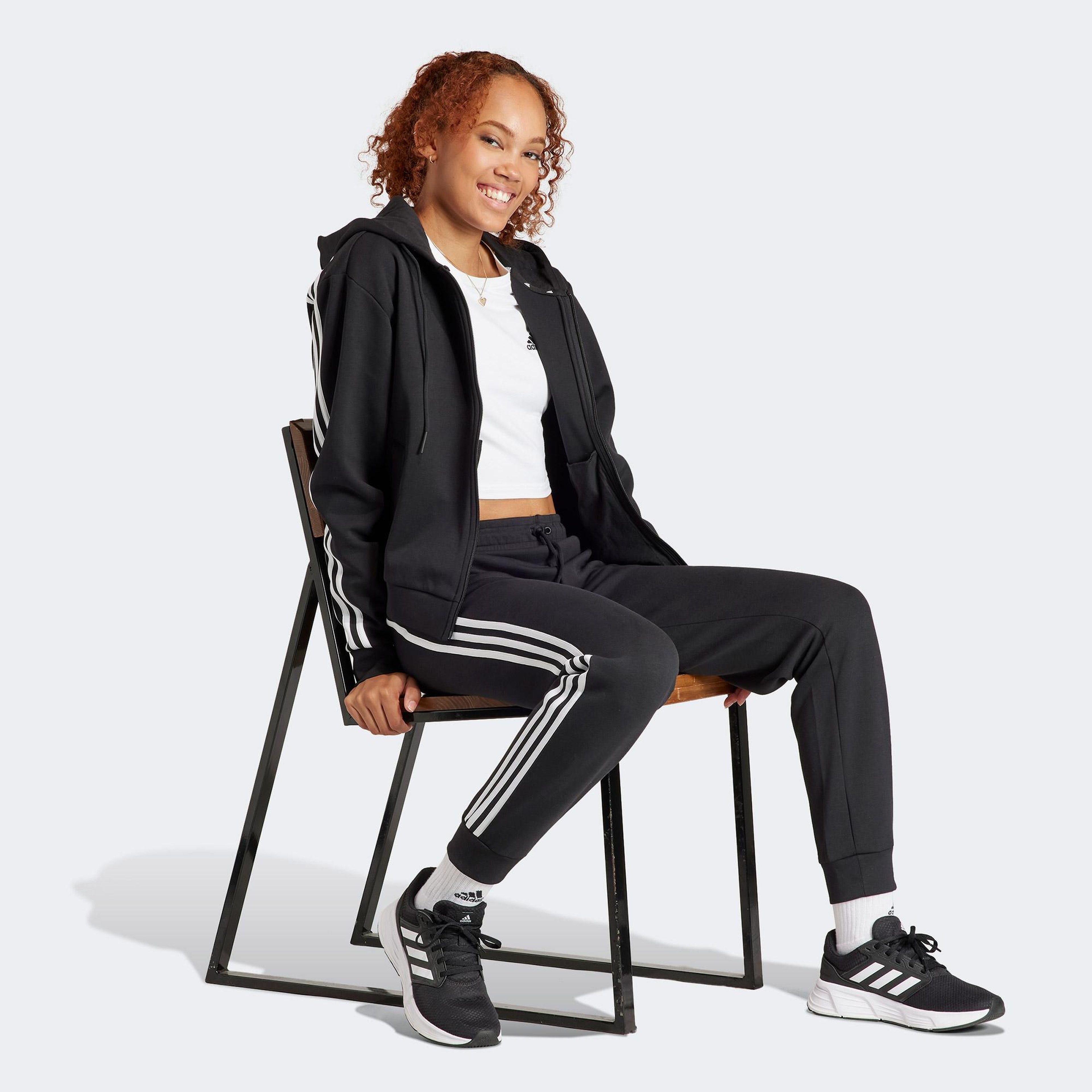 adidas Future Icon 3 Stripes Kadın Siyah Günlük Eşofman Üstü