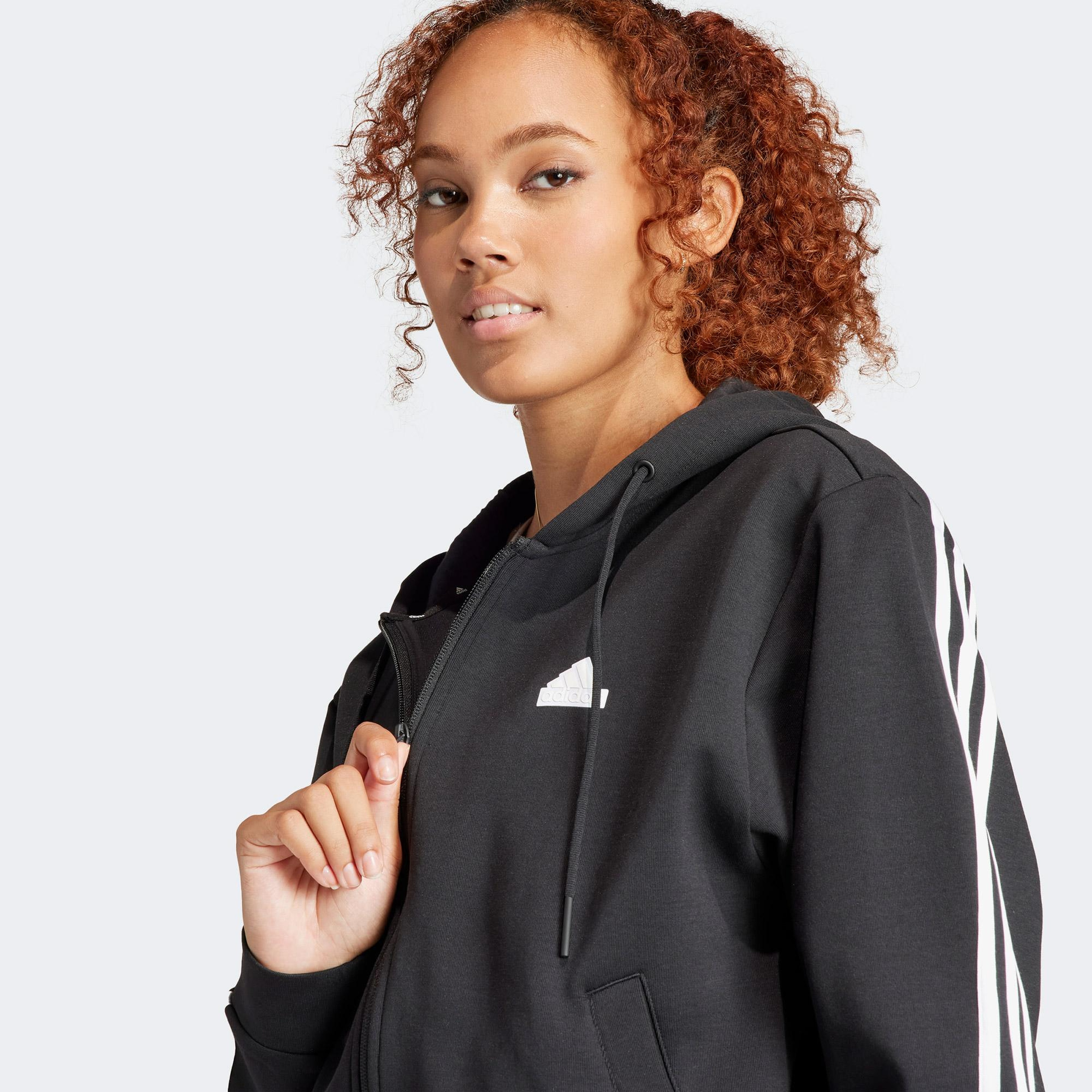 adidas Future Icon 3 Stripes Kadın Siyah Günlük Eşofman Üstü