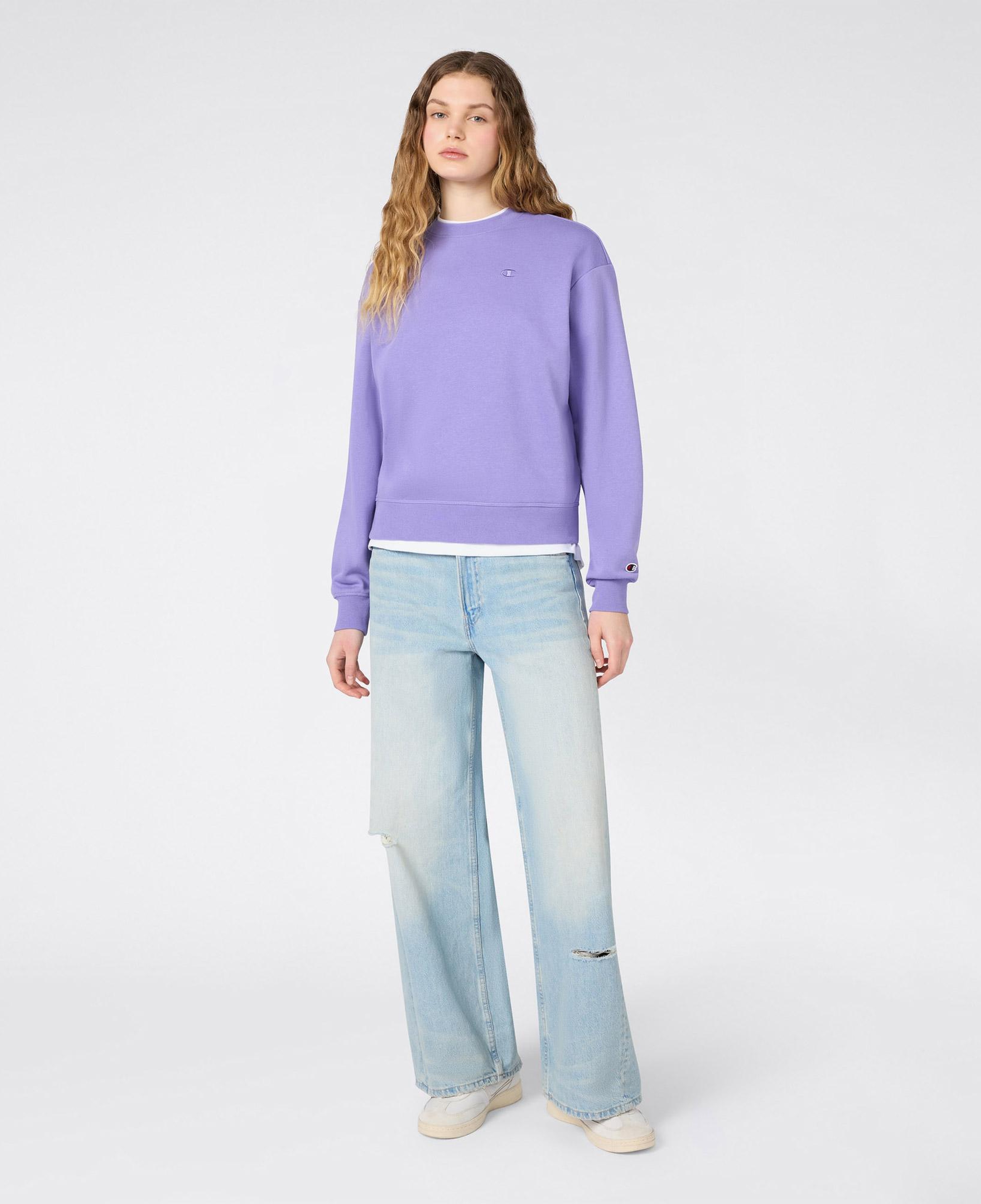 Champion Crewneck Regular Fit Kadın Mor Sweatshirt