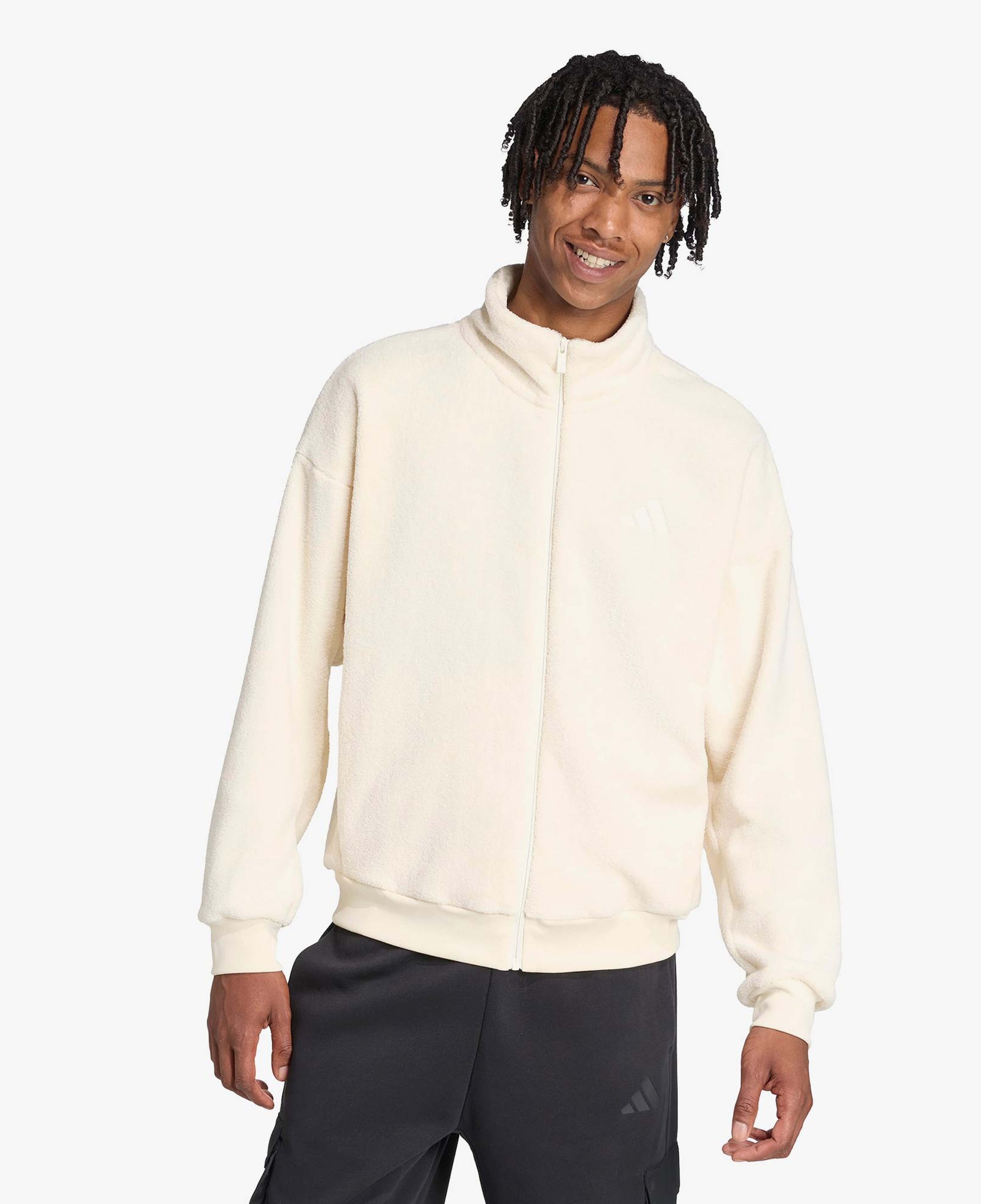 adidas Future icons Small Logo Low Pile Fleece Erkek Beyaz Eşofman Üstü