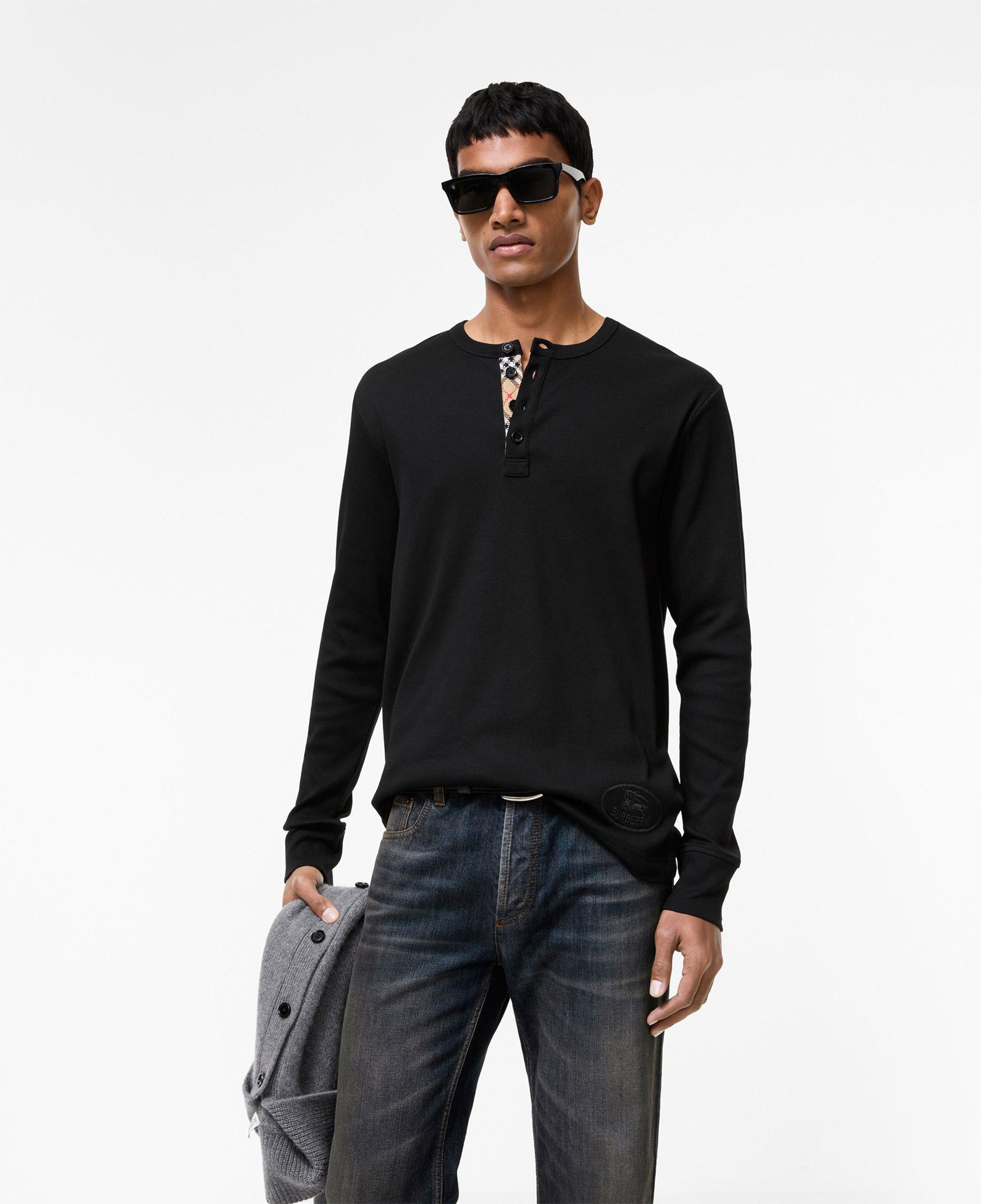 Burberry Henley Erkek Siyah T-Shirt