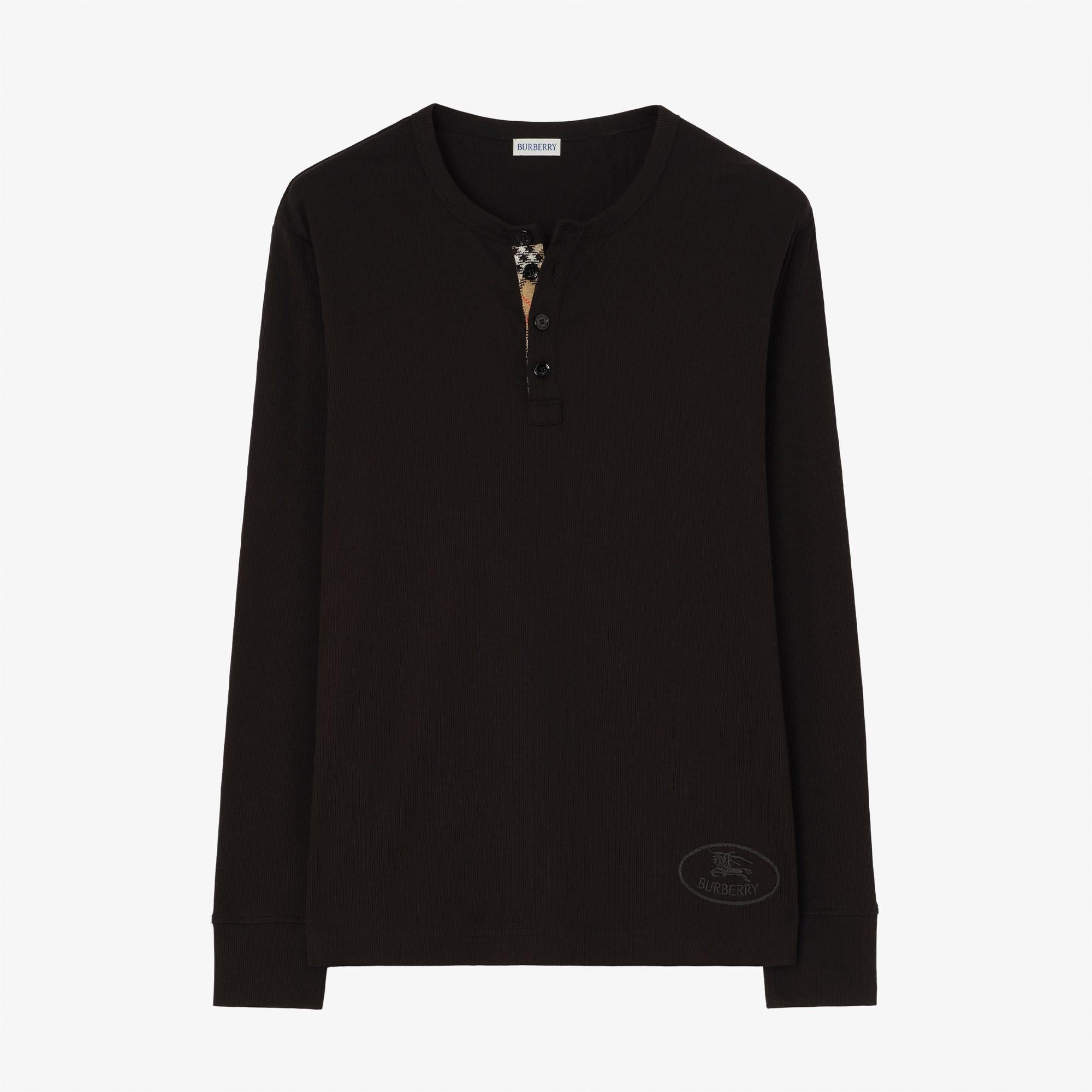 Burberry Henley Erkek Siyah T-Shirt