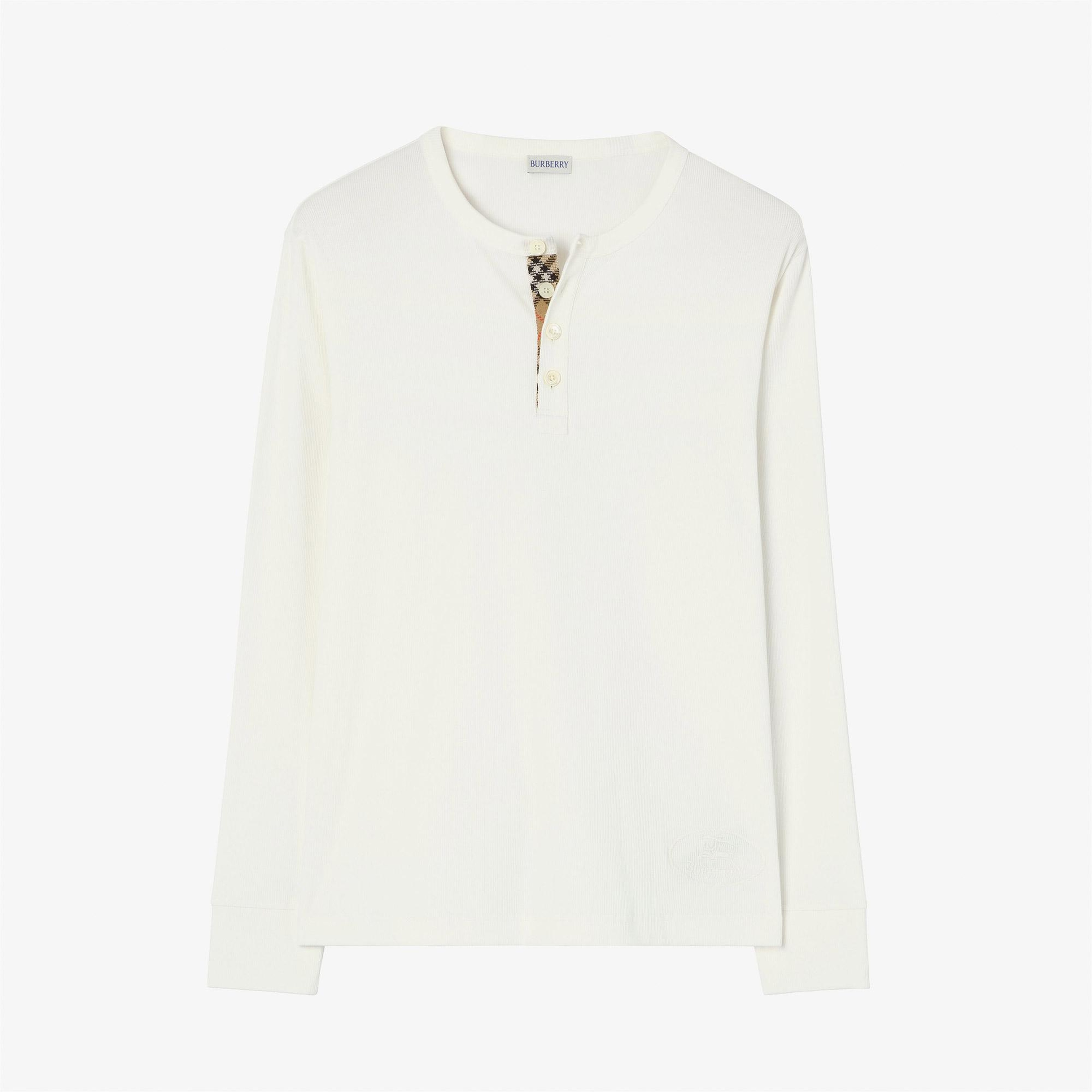 Burberry Henley Erkek Beyaz T-Shirt