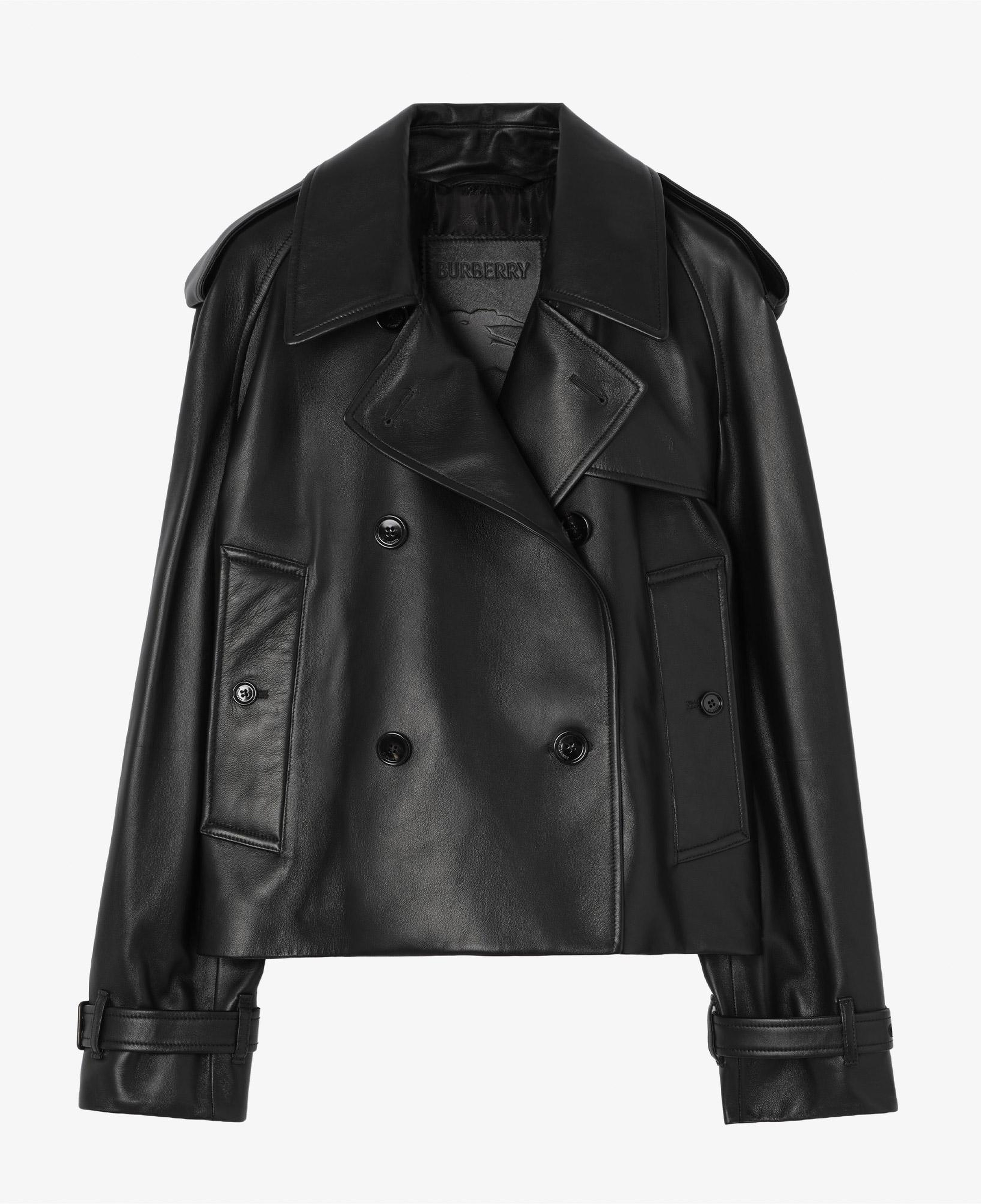 Burberry Mayfair Kadın Siyah Deri Mont