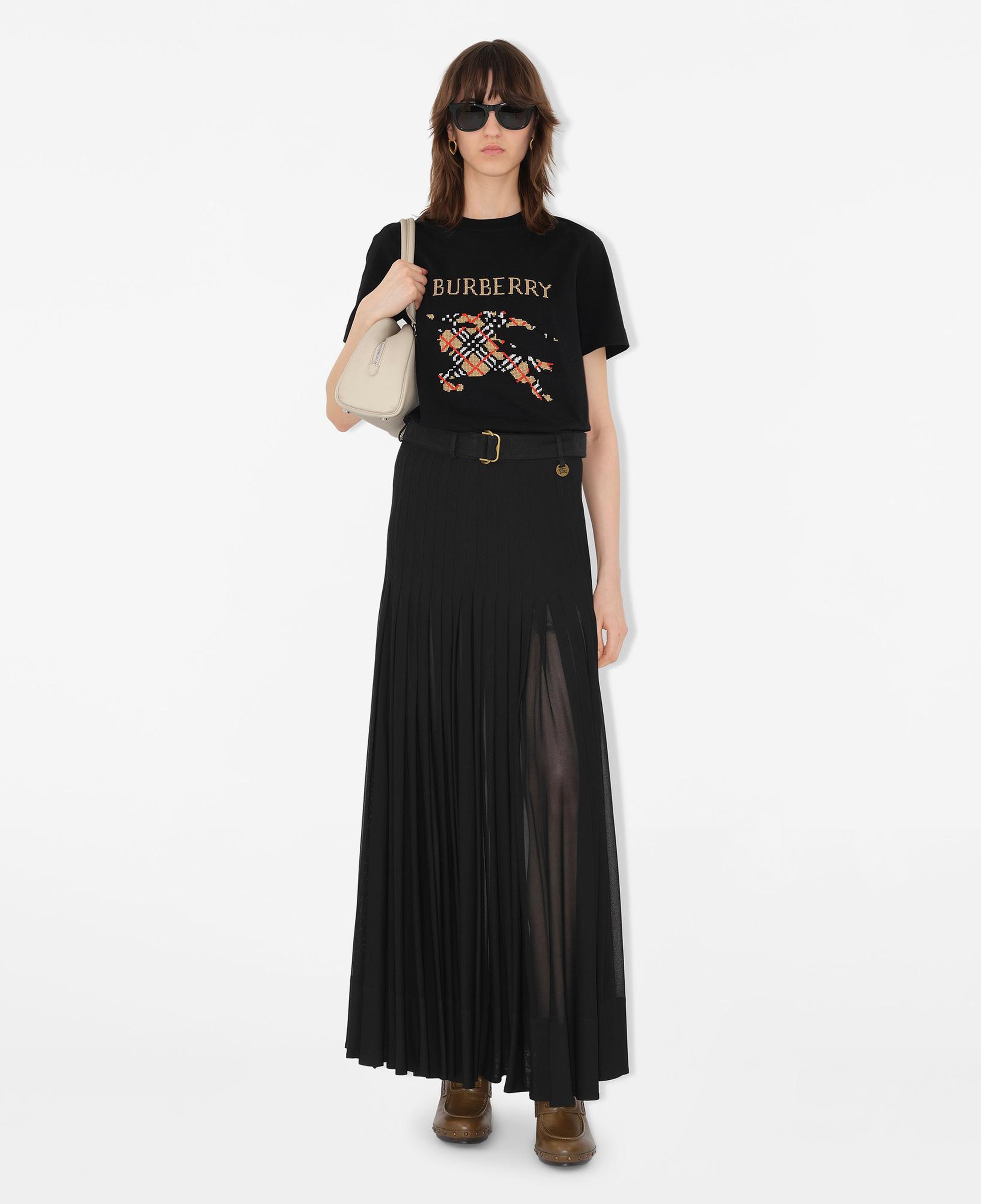 Burberry Cross Stitch EKD Cotton Kadın Siyah T-Shirt