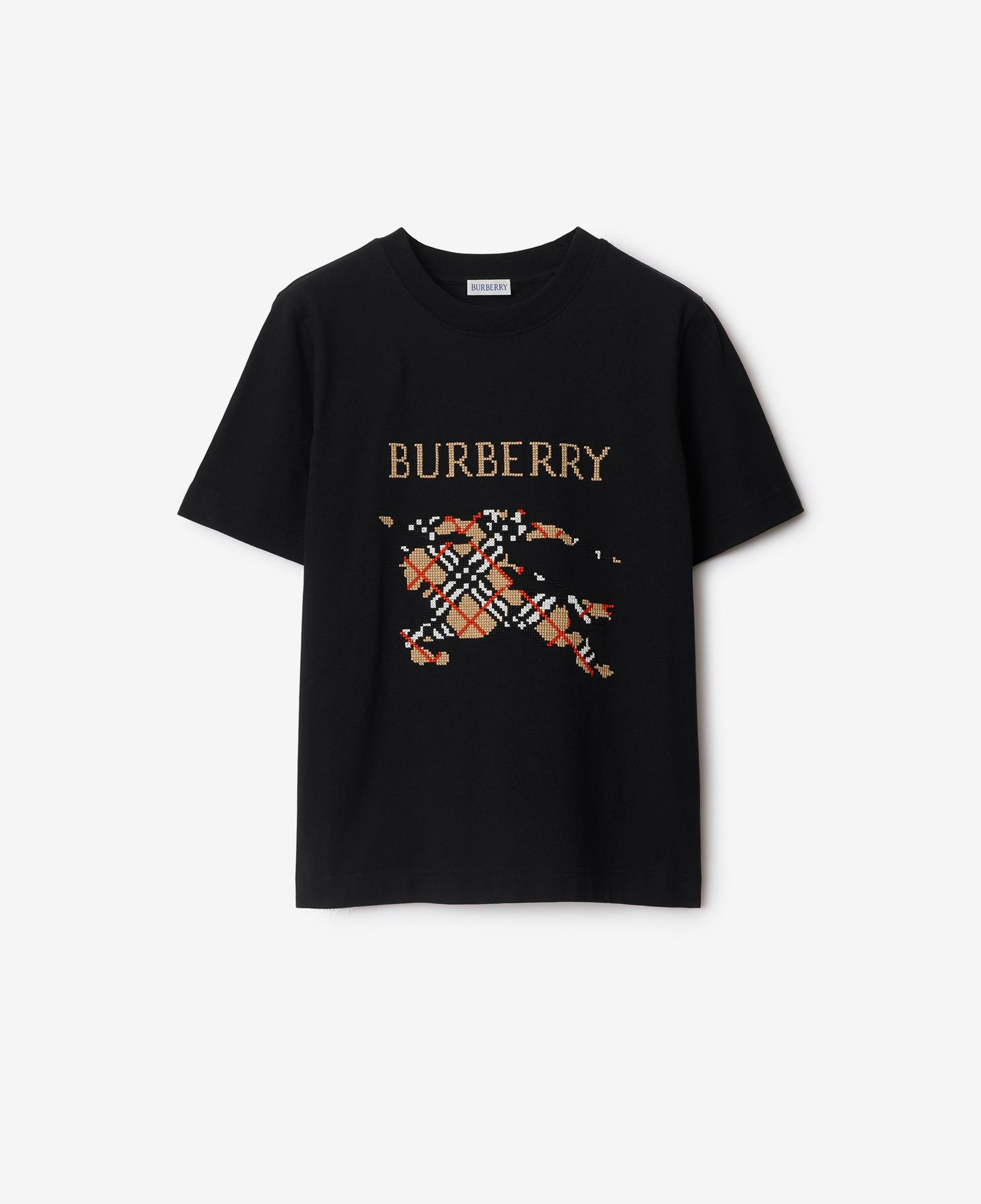 Burberry Cross Stitch EKD Cotton Kadın Siyah T-Shirt