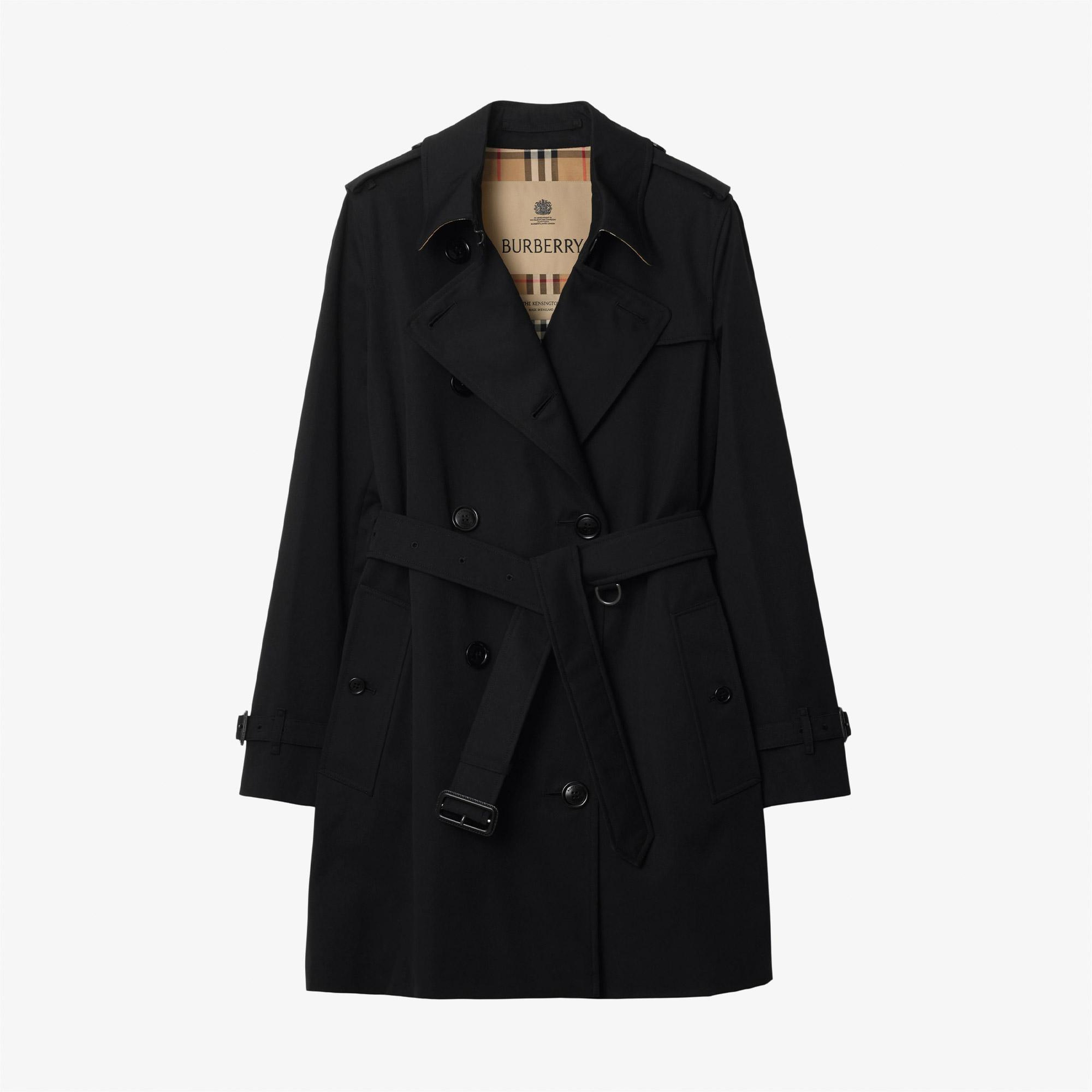 Burberry Short Kensington Heritage Kadın Siyah Trençkot