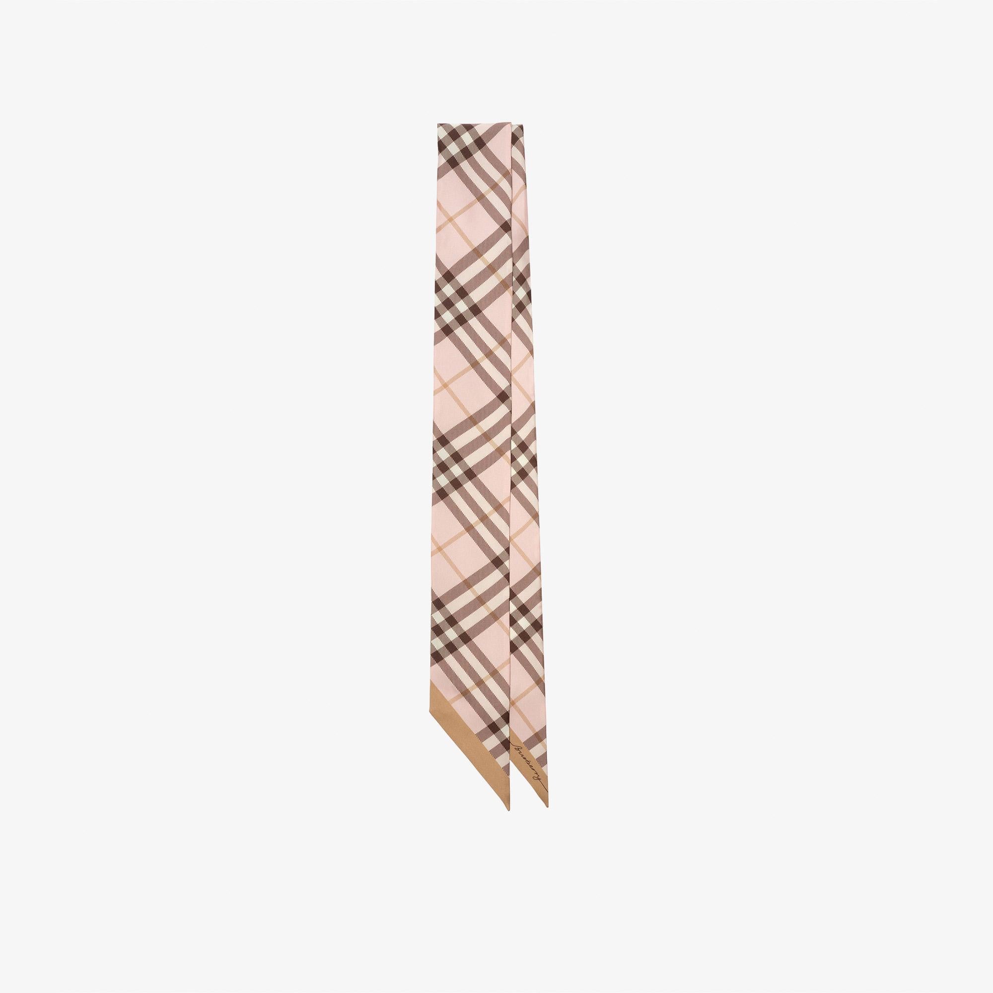 Burberry Check Silk Skinny Kadın Pembe Eşarp
