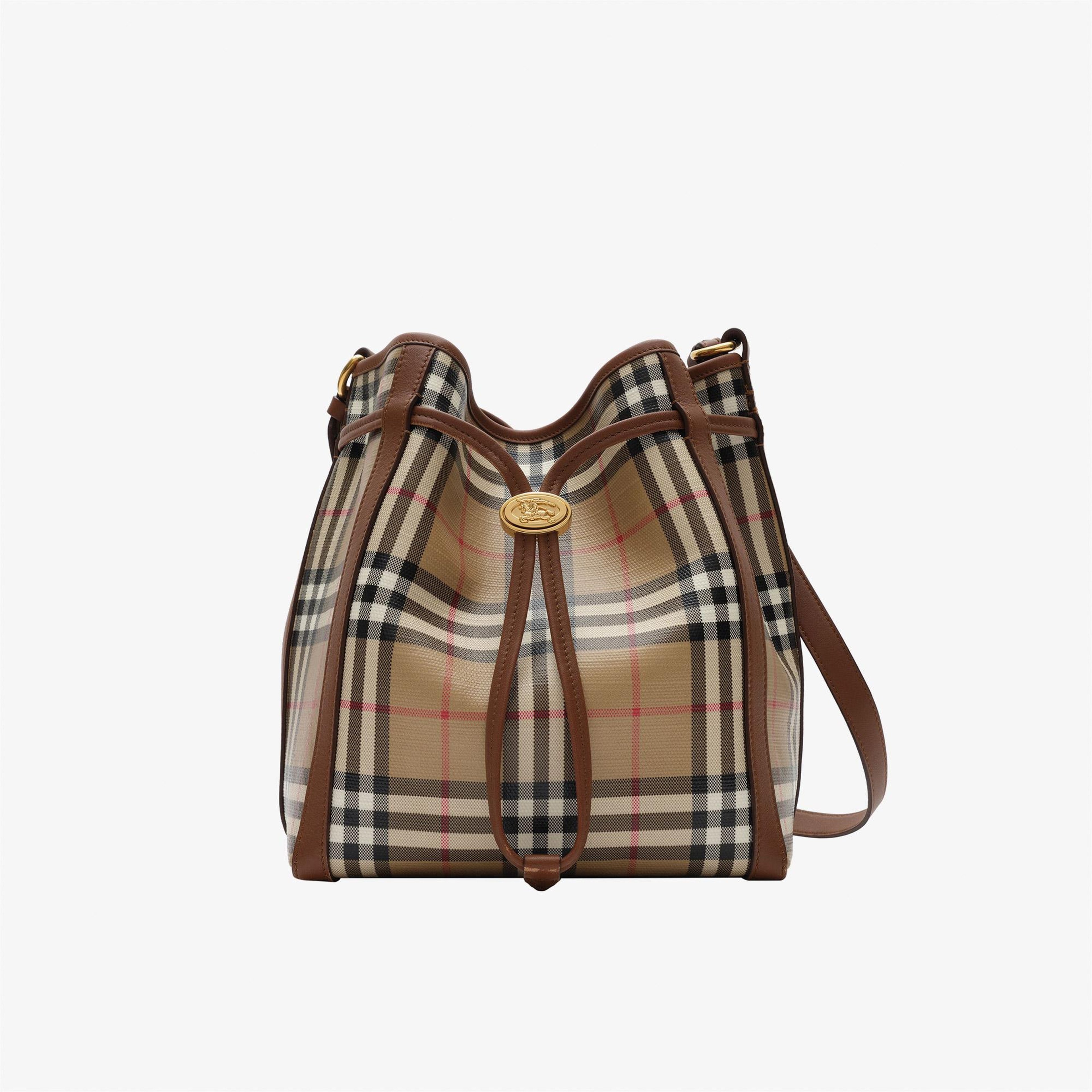 Burberry Drawstring Bucket Kadın Bej Omuz Çantası