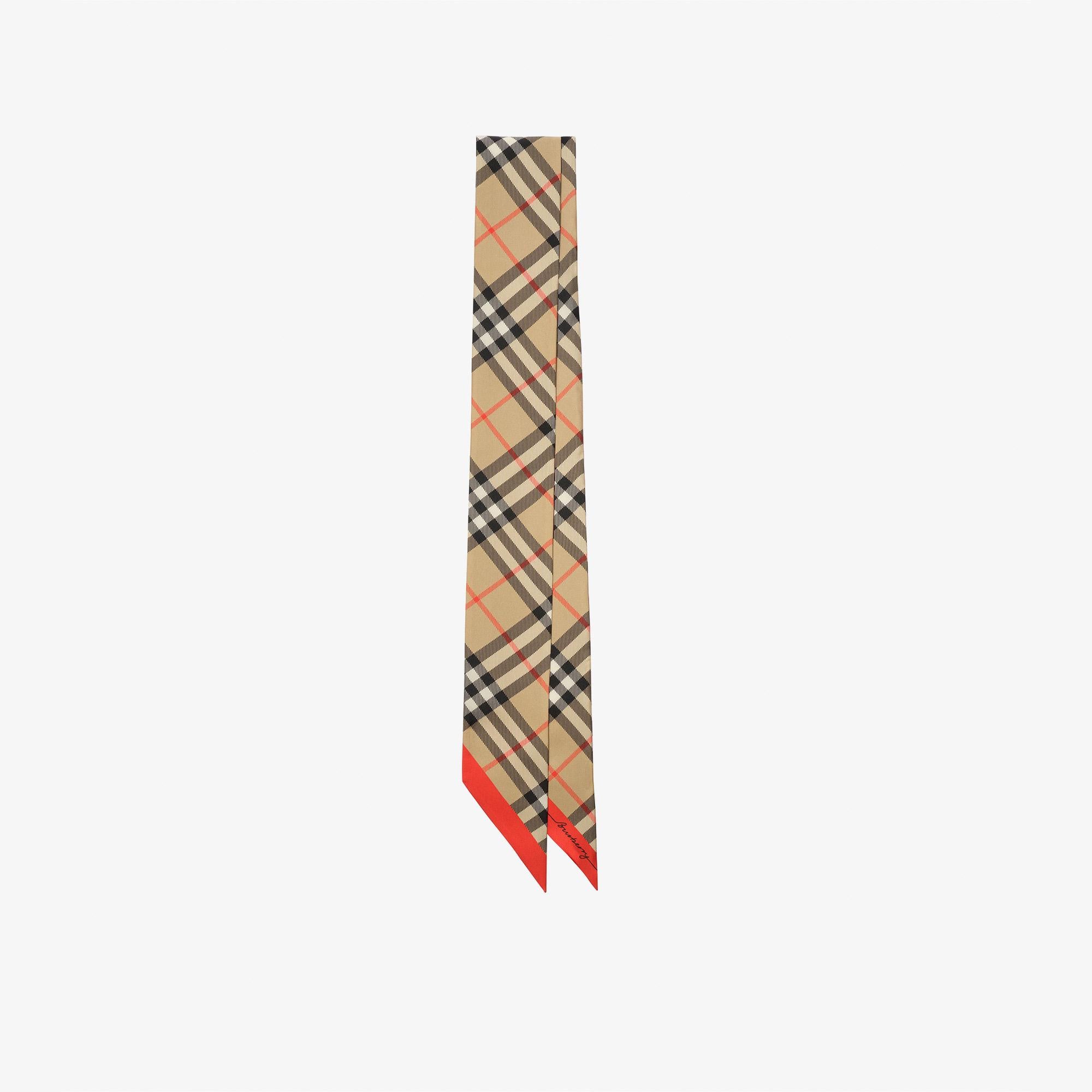 Burberry Check Silk Skinny Kadın Bej Eşarp