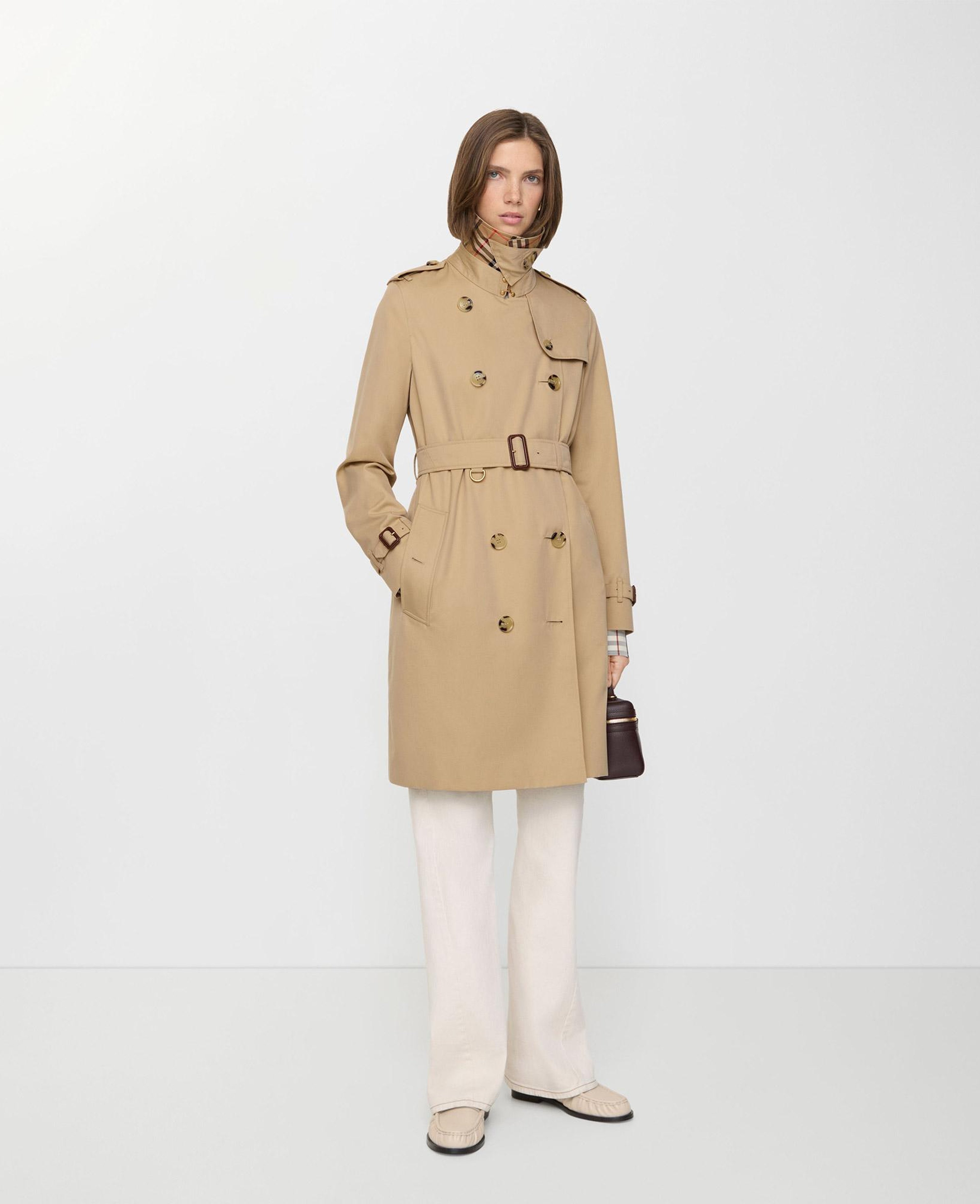 Burberry Mid-length Kensington Heritage Kadın Bej Trençkot