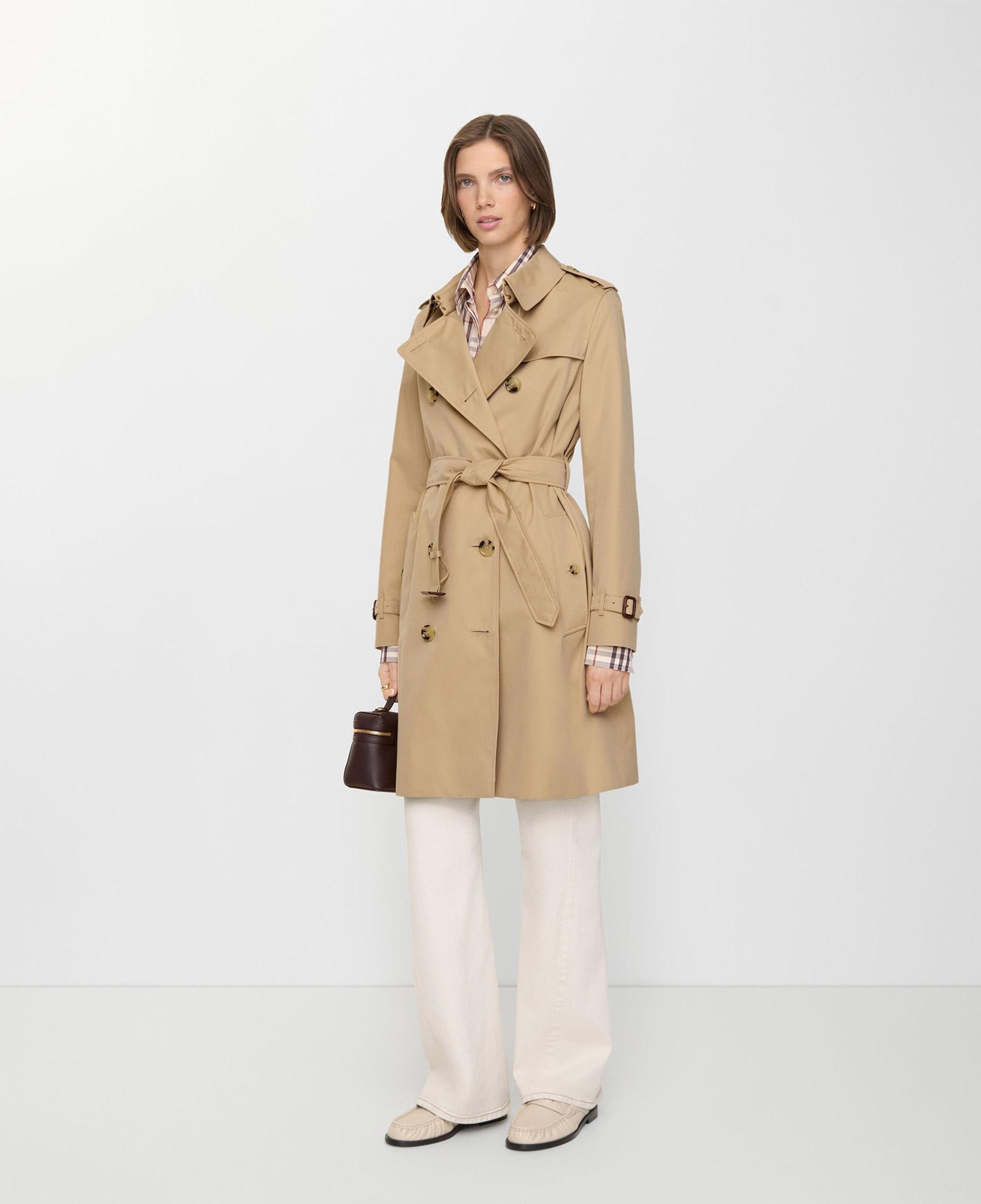 Burberry Mid-length Kensington Heritage Kadın Bej Trençkot