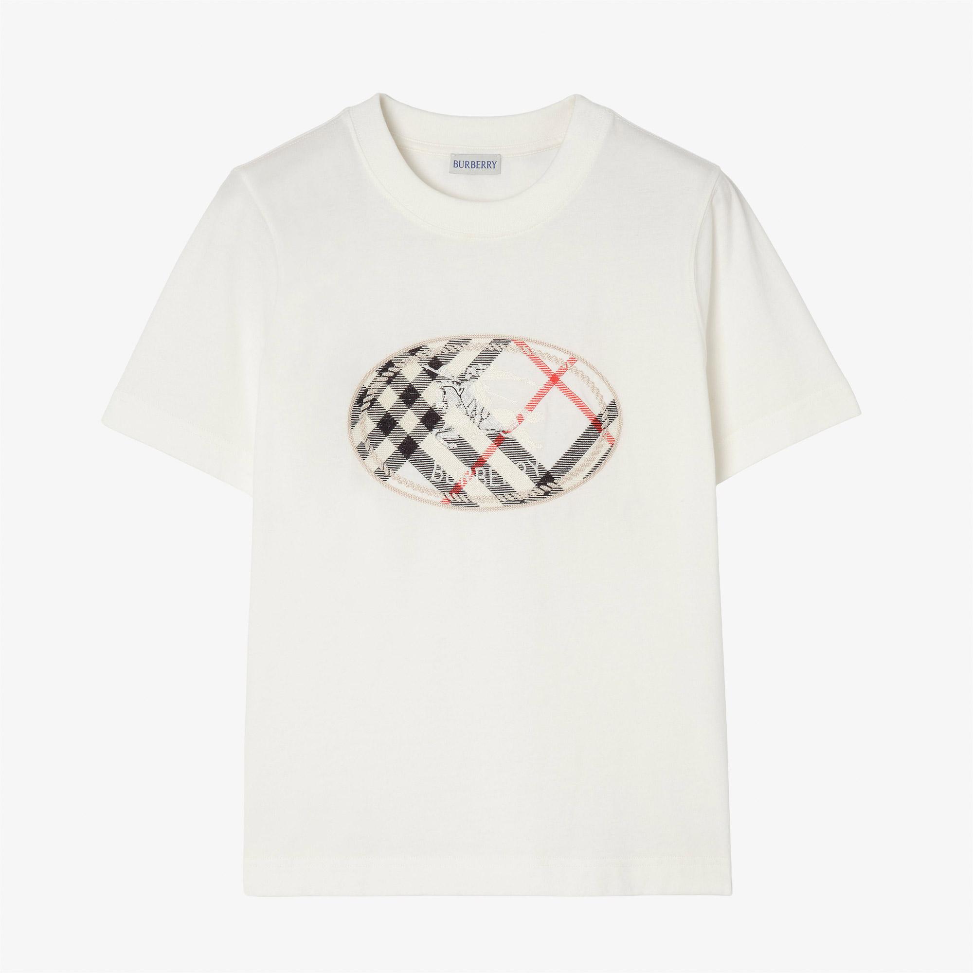 Burberry Frankie Check Kadın Beyaz T-Shirt