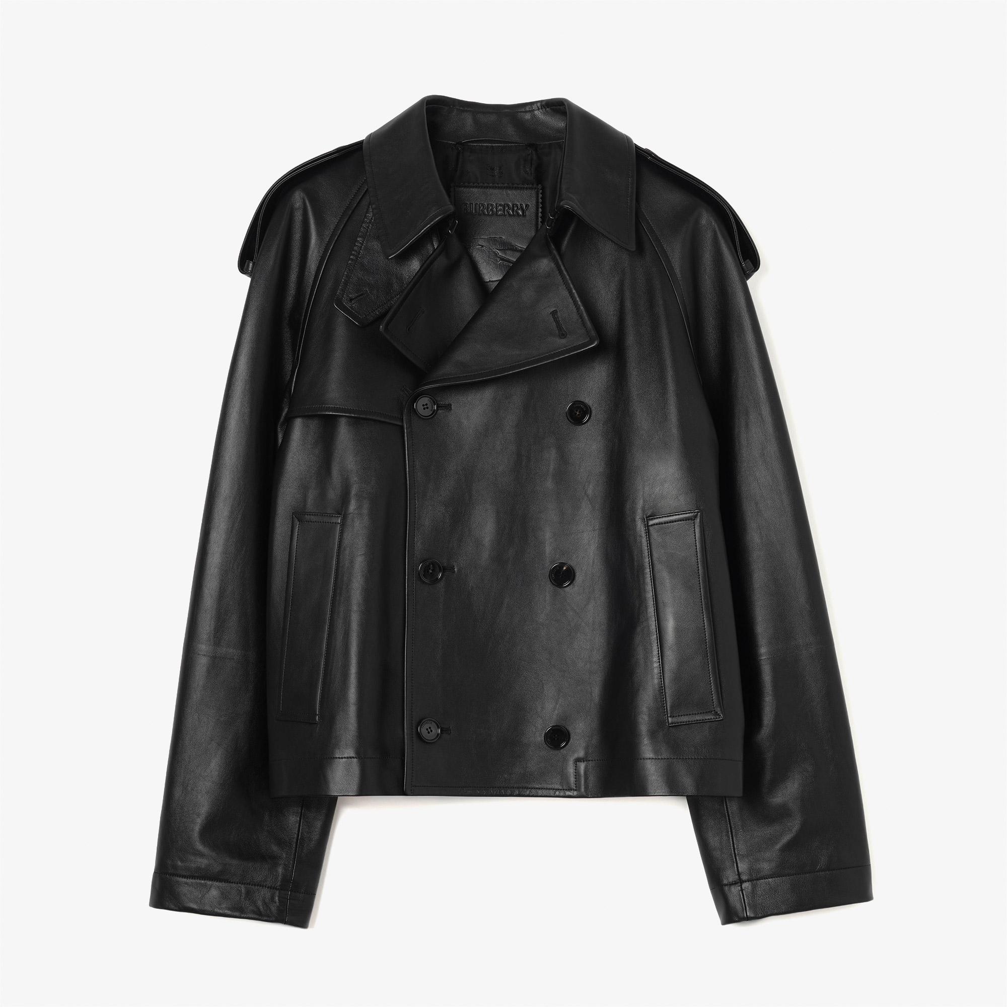 Burberry Leadenham Erkek Siyah Deri Mont