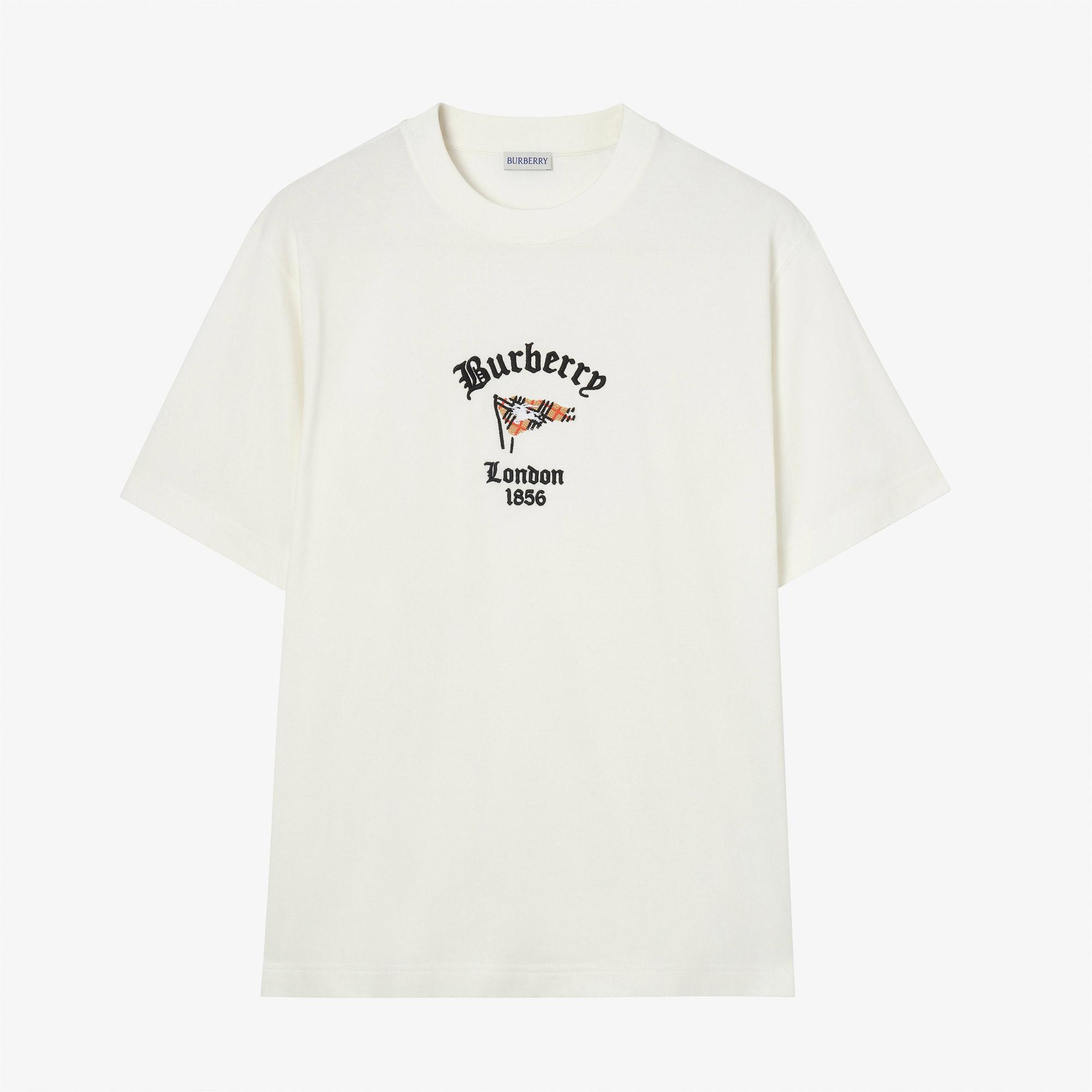 Burberry Ryan Flag Erkek Beyaz T-Shirt