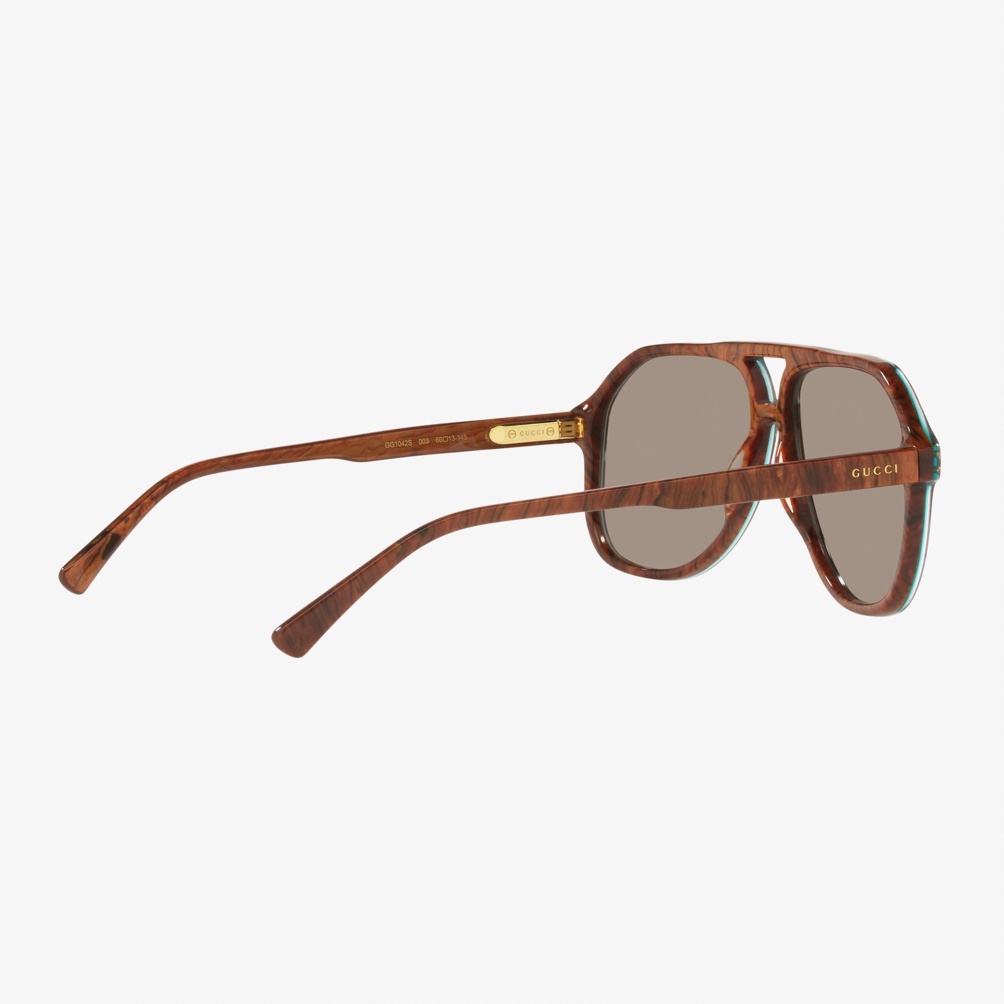 GUCCI Acetate Erkek Kahverengi Güneş Gözlüğü