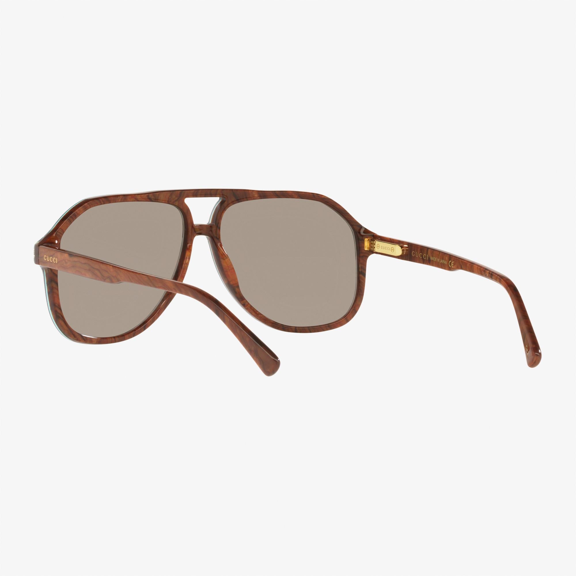 GUCCI Acetate Erkek Kahverengi Güneş Gözlüğü